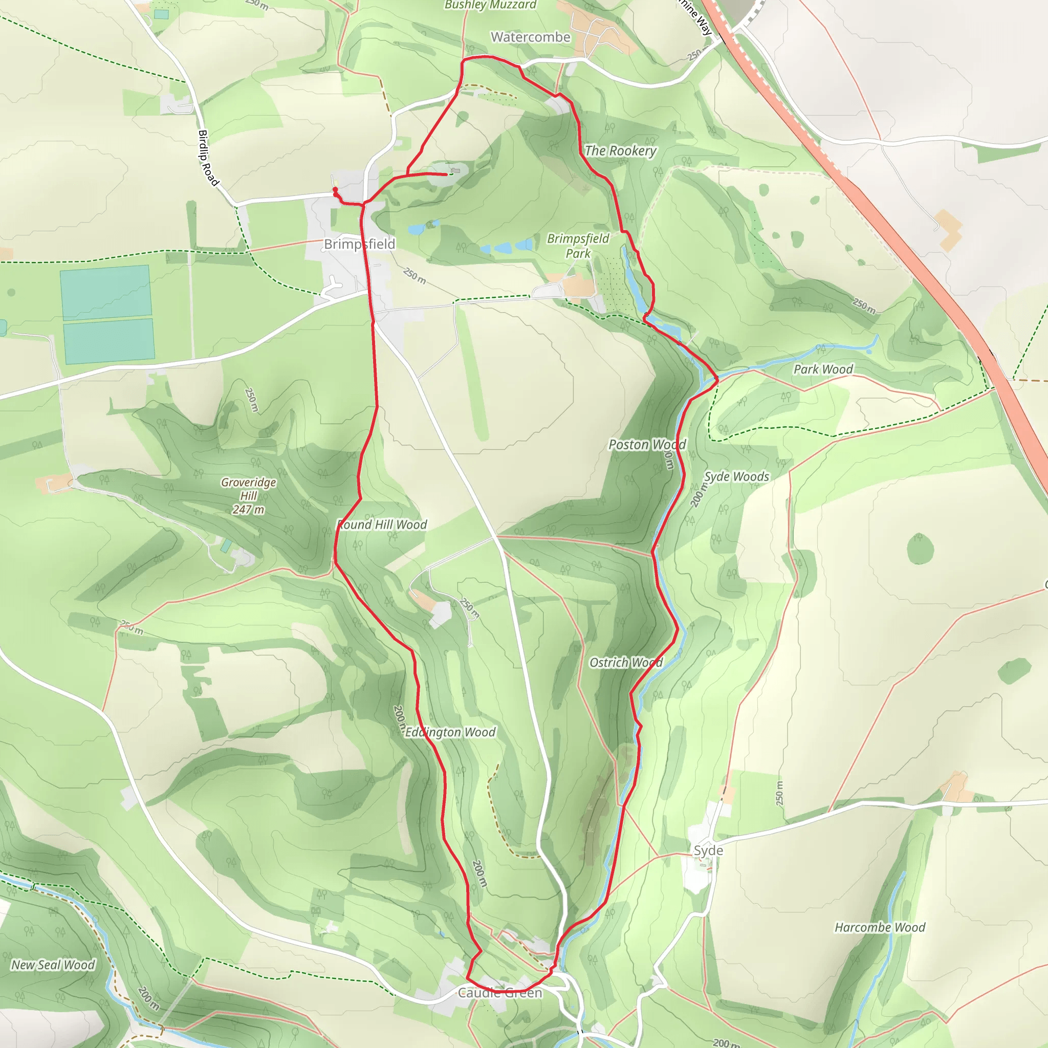 Brimpsfield to Caudle Green Loop Walk mobile static map