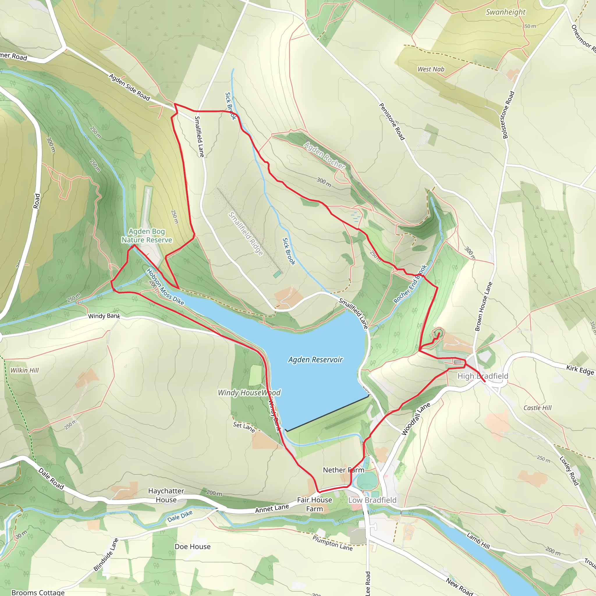 Low Bradfield - Agden Side - Rocher Edge and High Bradfield mobile static map