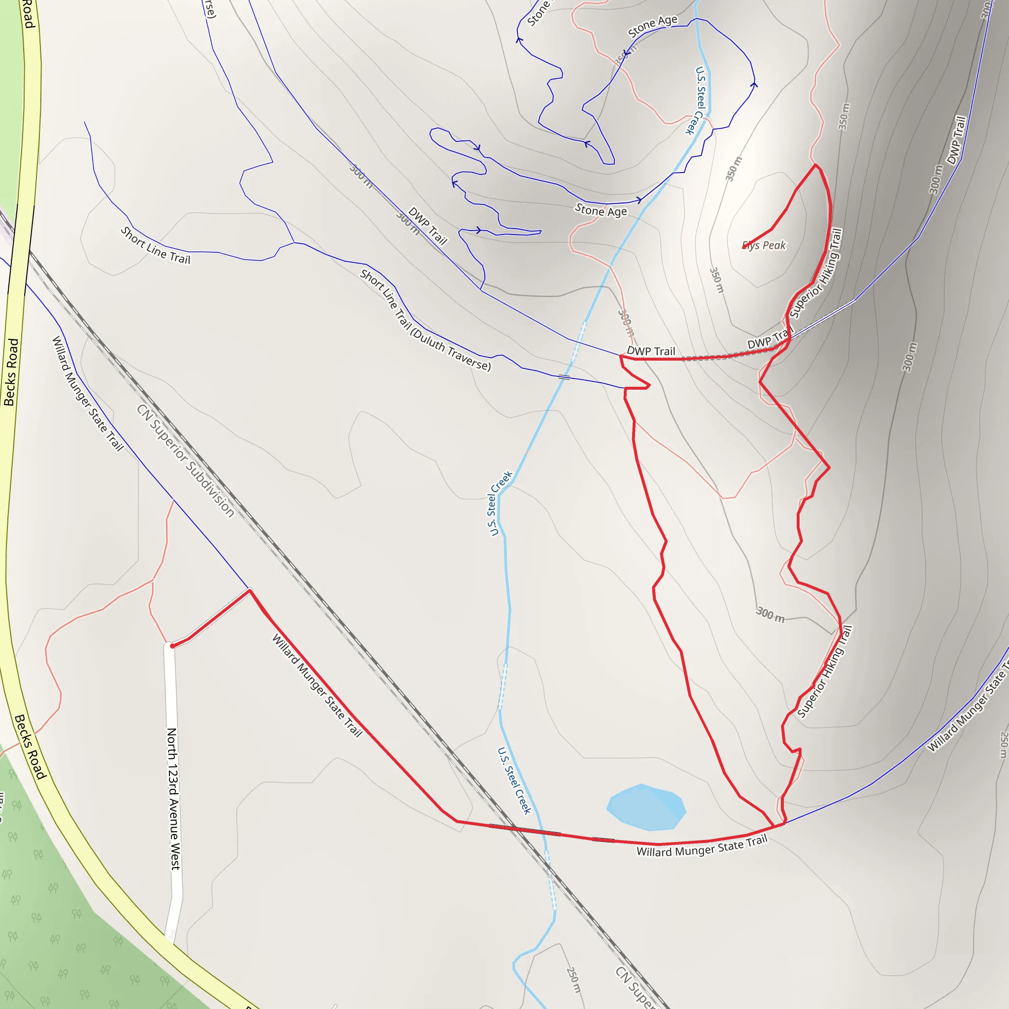 Ely's Peak via Superior Hiking Trail mobile static map
