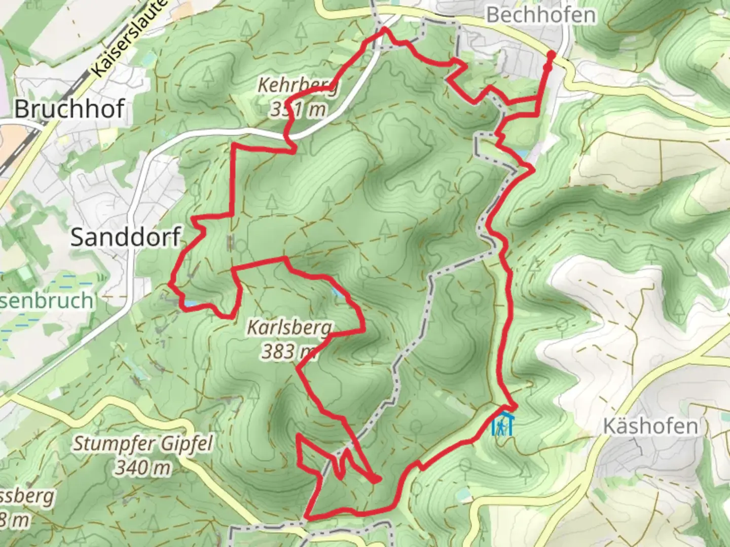 An image depicting the trail Bechhofen and Ruine Barenstalle Loop and its surrounding area.