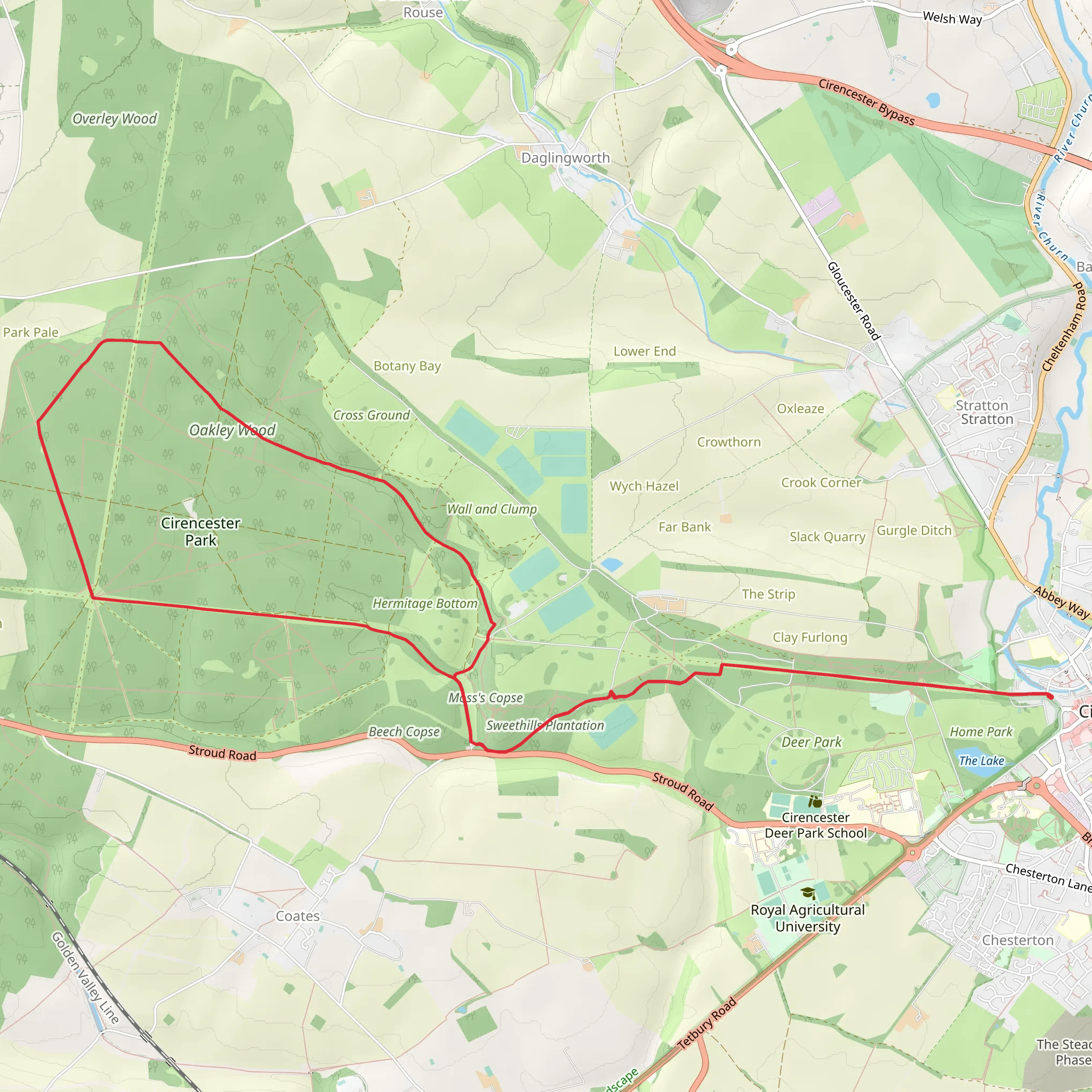 Cirencester Park Walk mobile static map