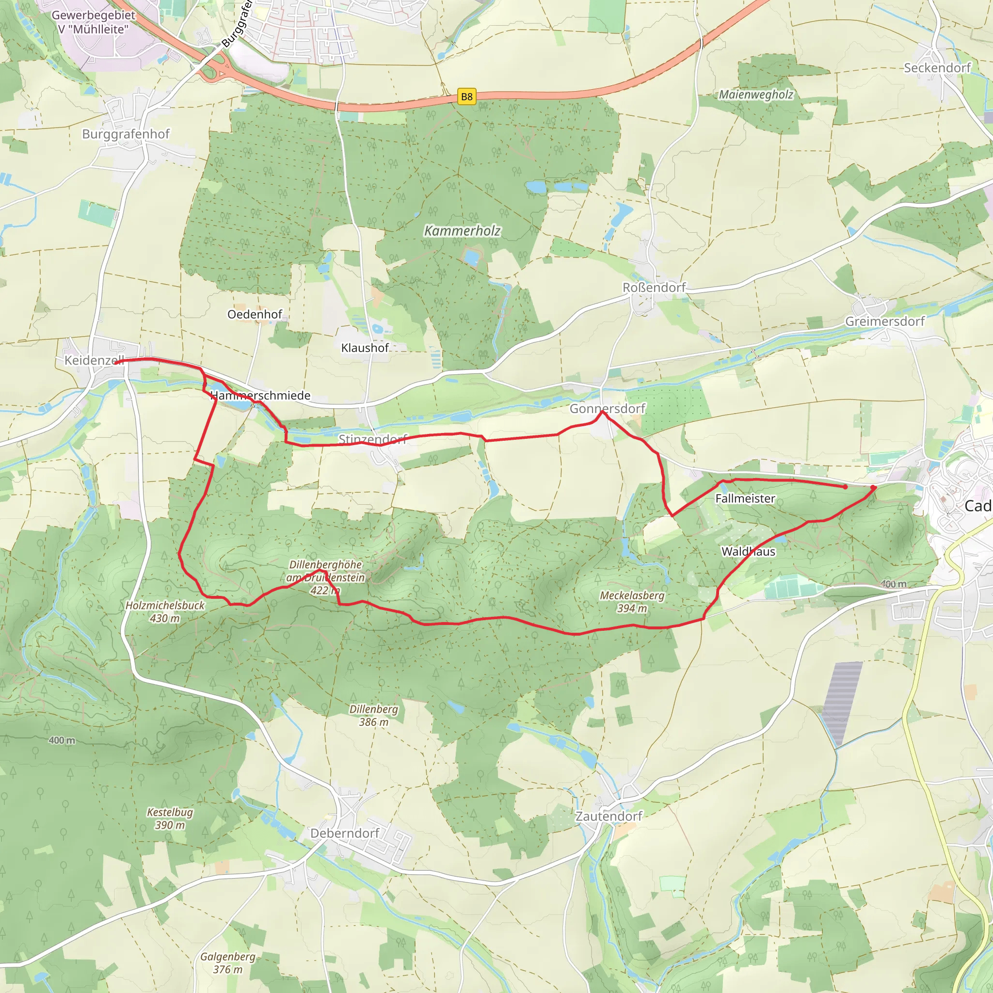 Dillenberghoehe am Druidenstein and Traumsee via Burggrafenweg mobile static map