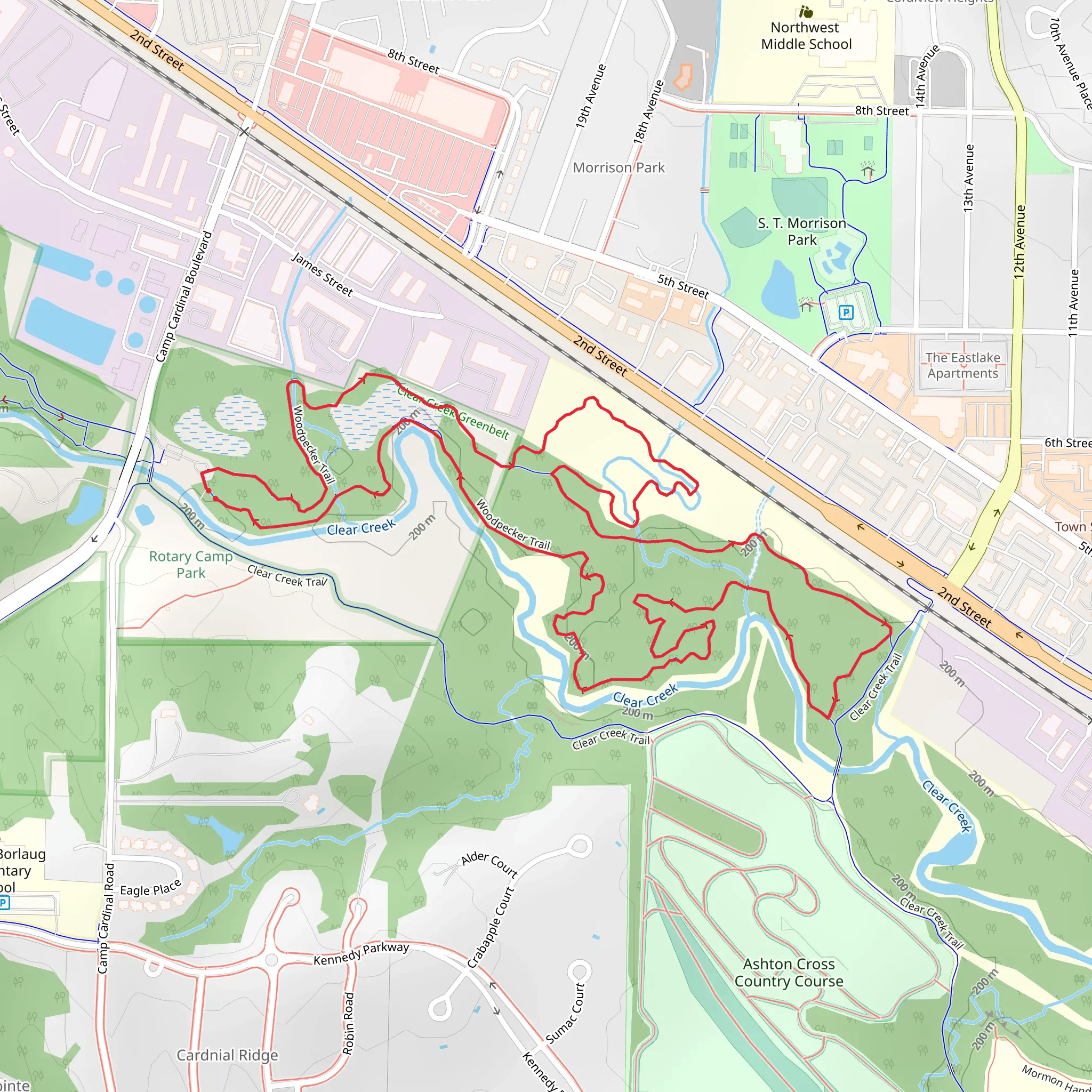 Woodpecker and Clear Creek Trail Loop mobile static map