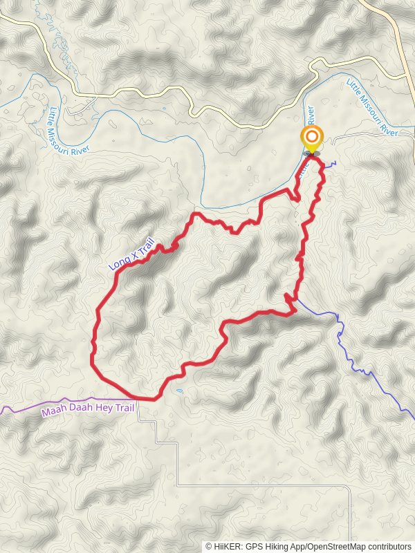 Long X and Maah Daah Hey Loop Trail mobile static map