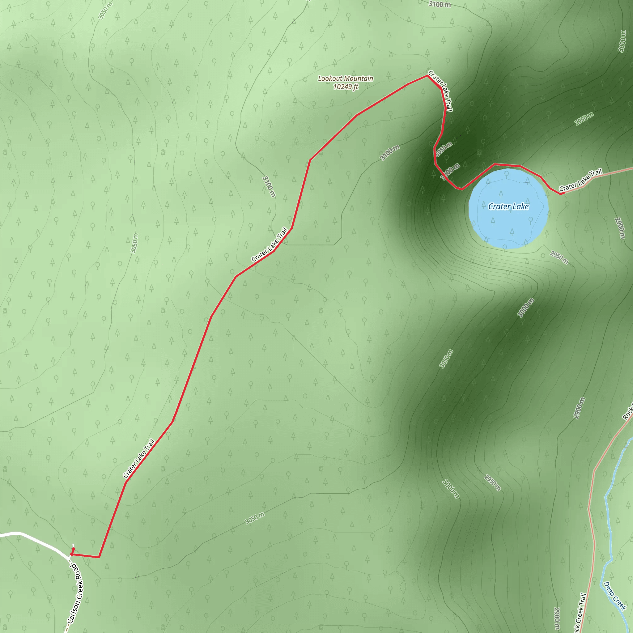 Crater Lake and Lookout Mountain Trail mobile static map