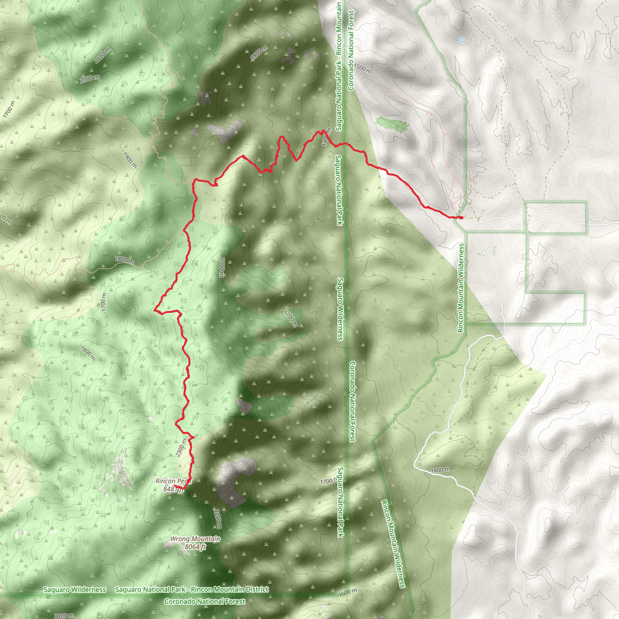 Rincon Peak Trail mobile static map