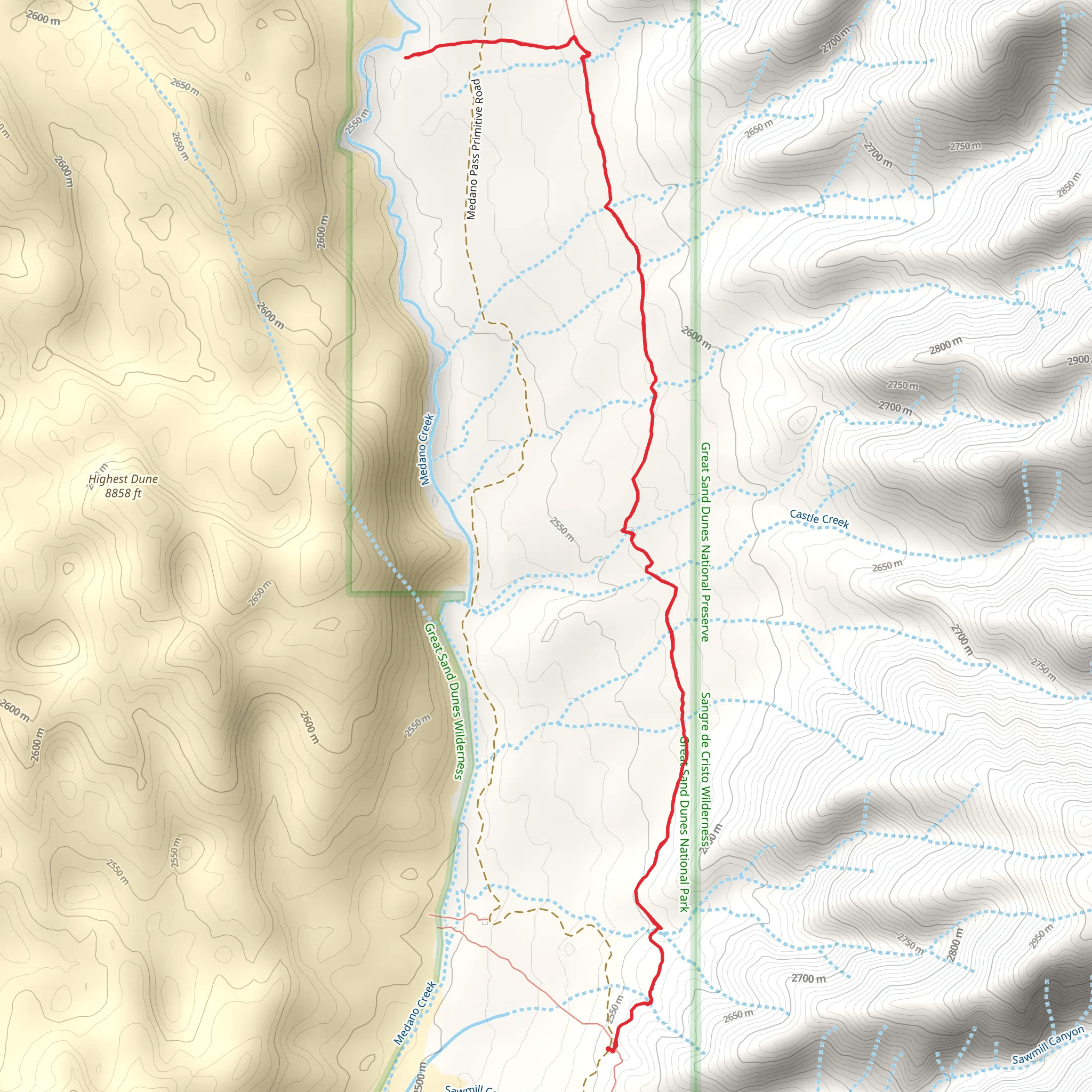 Indian Grove Backcountry Campsite via Sand Ramp Trail mobile static map