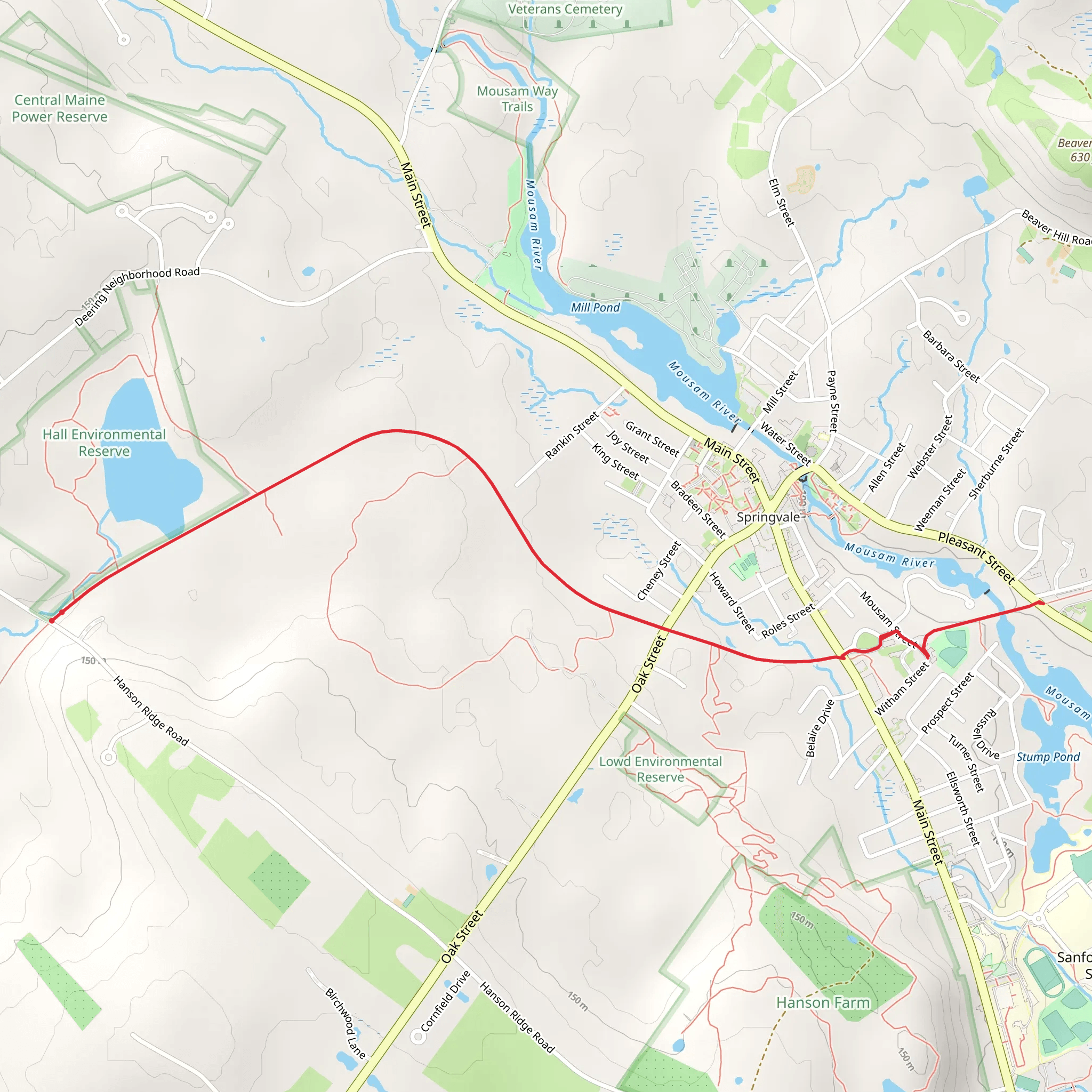 Sanford-Springvale Rail Trail from Deering Pond mobile static map