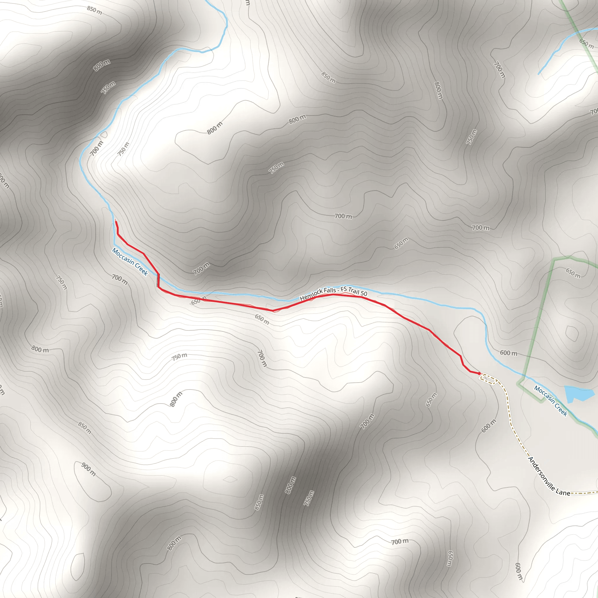 Hemlock Falls Out and Back mobile static map