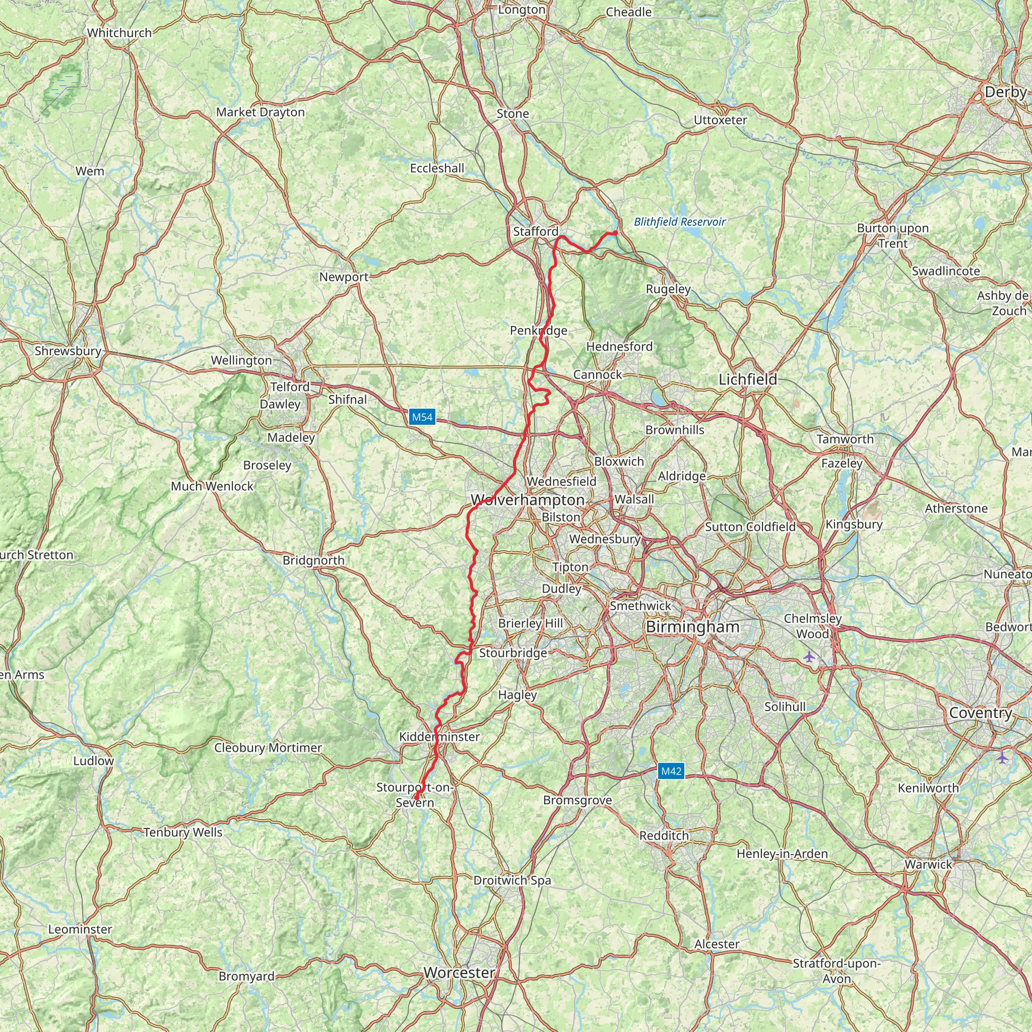 Staffordshire and Worcestershire Canal Walk mobile static map