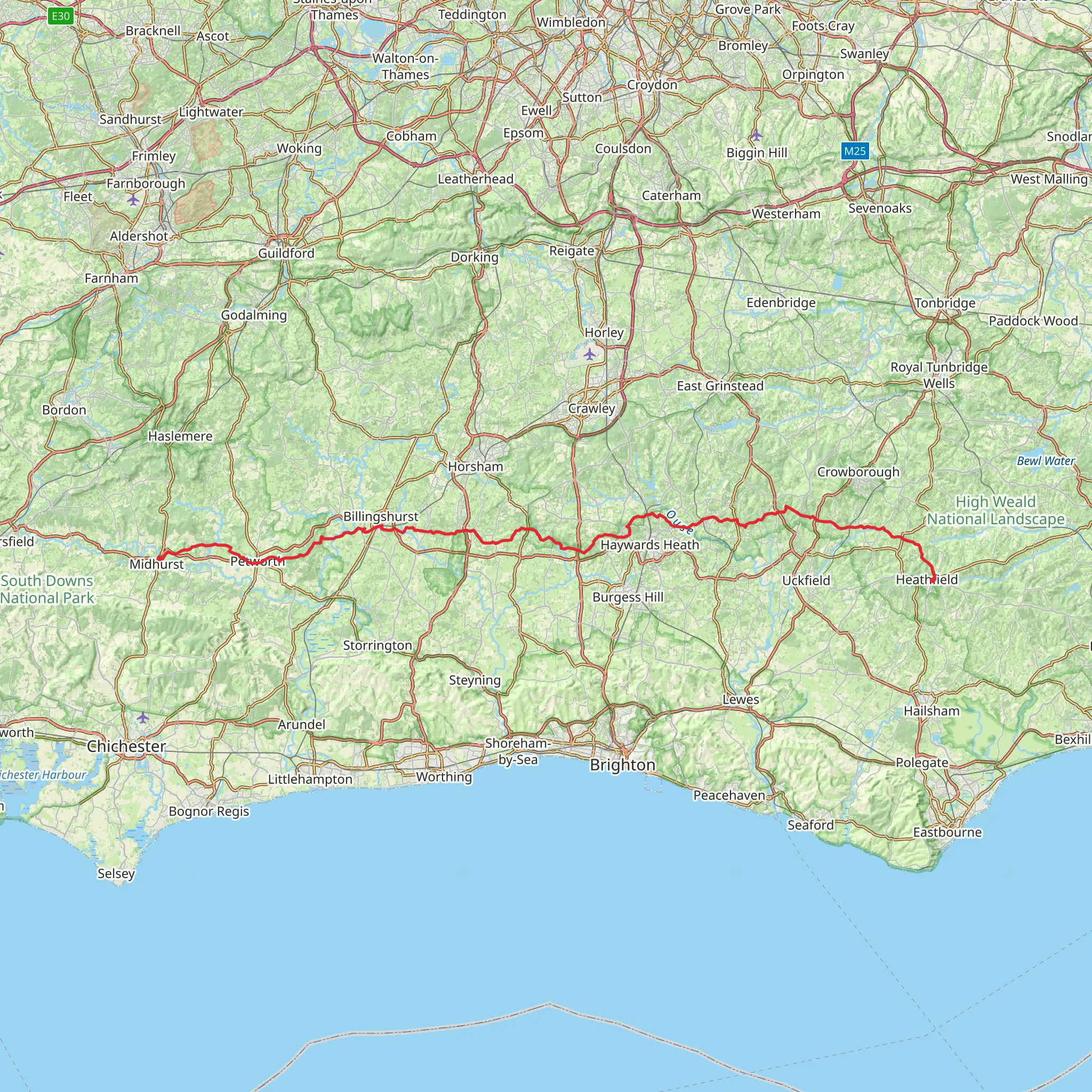 Sussex Diamond Way mobile static map