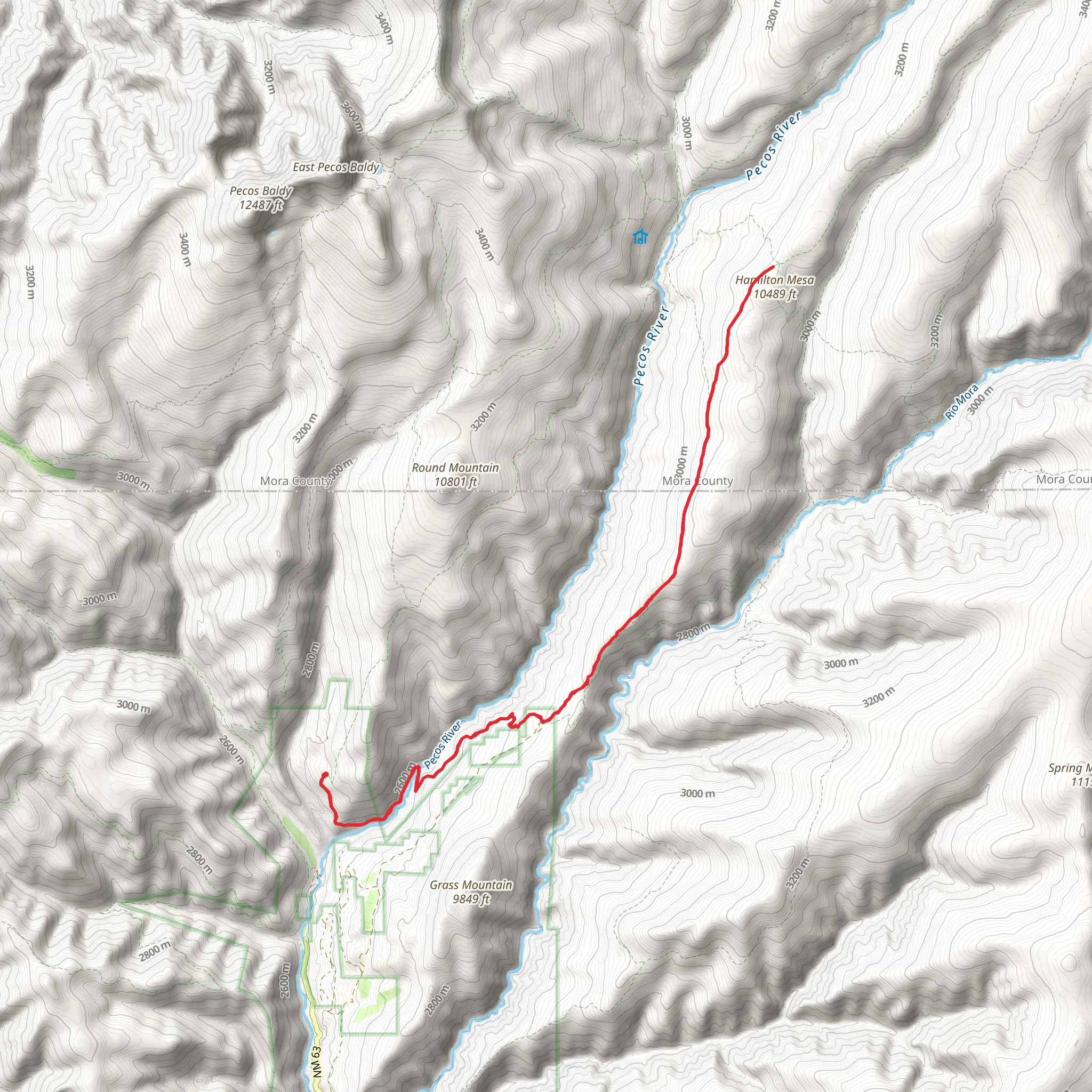 Hamilton Mesa from Jacks Creek Horse Camp mobile static map