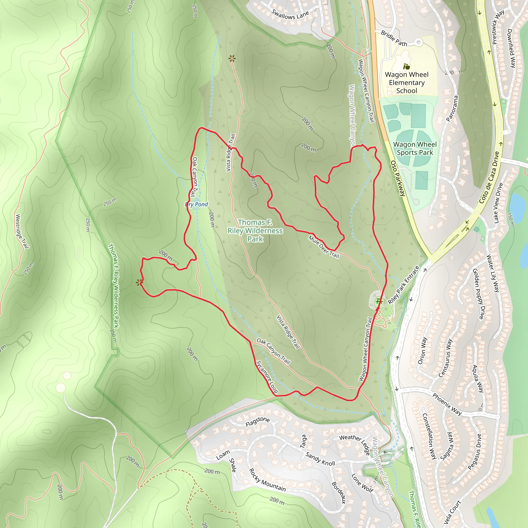 Pheasant Run and Oak Canyon Loop Trail mobile static map