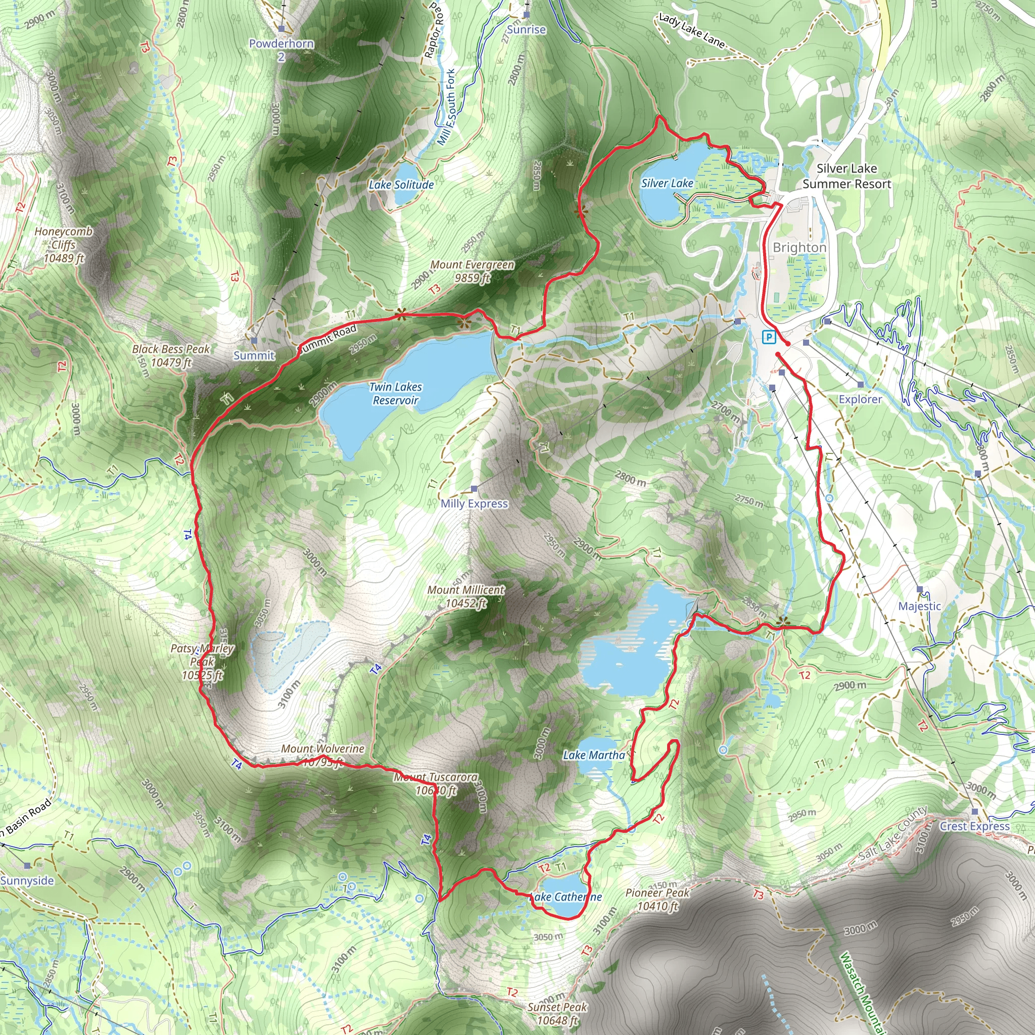 Catherine's Pass Trail and Mount Wolverine Trail mobile static map