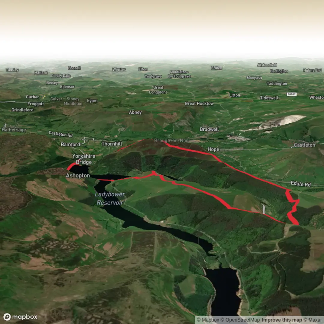 An image depicting the trail Win hill, wooler knoll, Hagg side, Longley bank and Lady Crook Hill Loop and its surrounding area.
