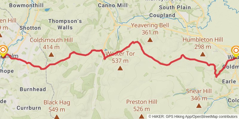 St Cuthbert's Way stage 4 Map