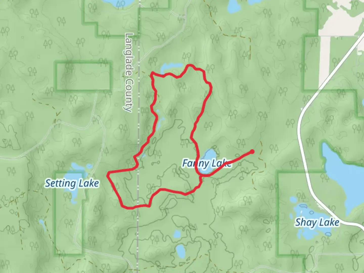 An image depicting the trail Jones Spring Impoundment - Fanny Lake Loop and its surrounding area.