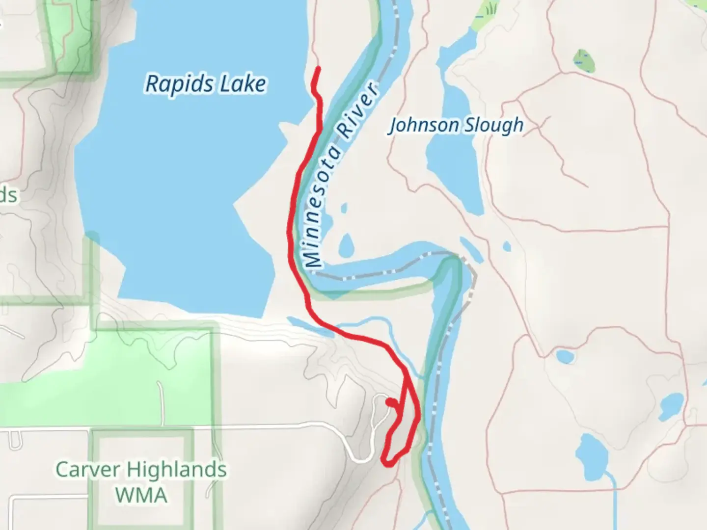 An image depicting the trail Rapids Lake and Minnesota River Walk and its surrounding area.