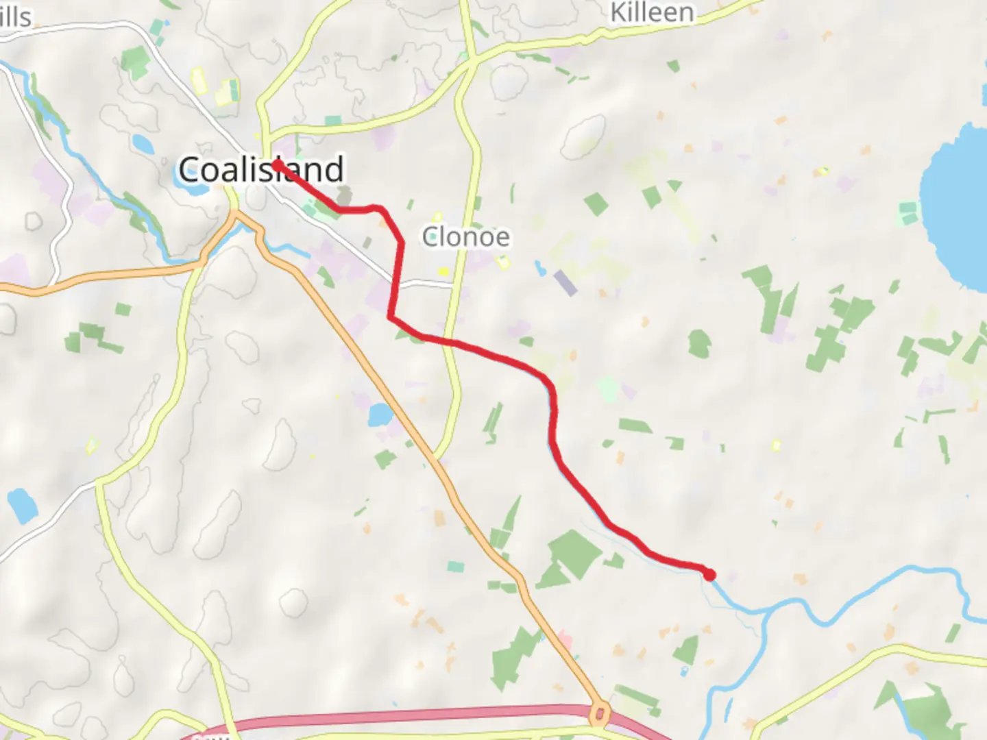 An image depicting the trail Coalisland Canal Walk and its surrounding area.
