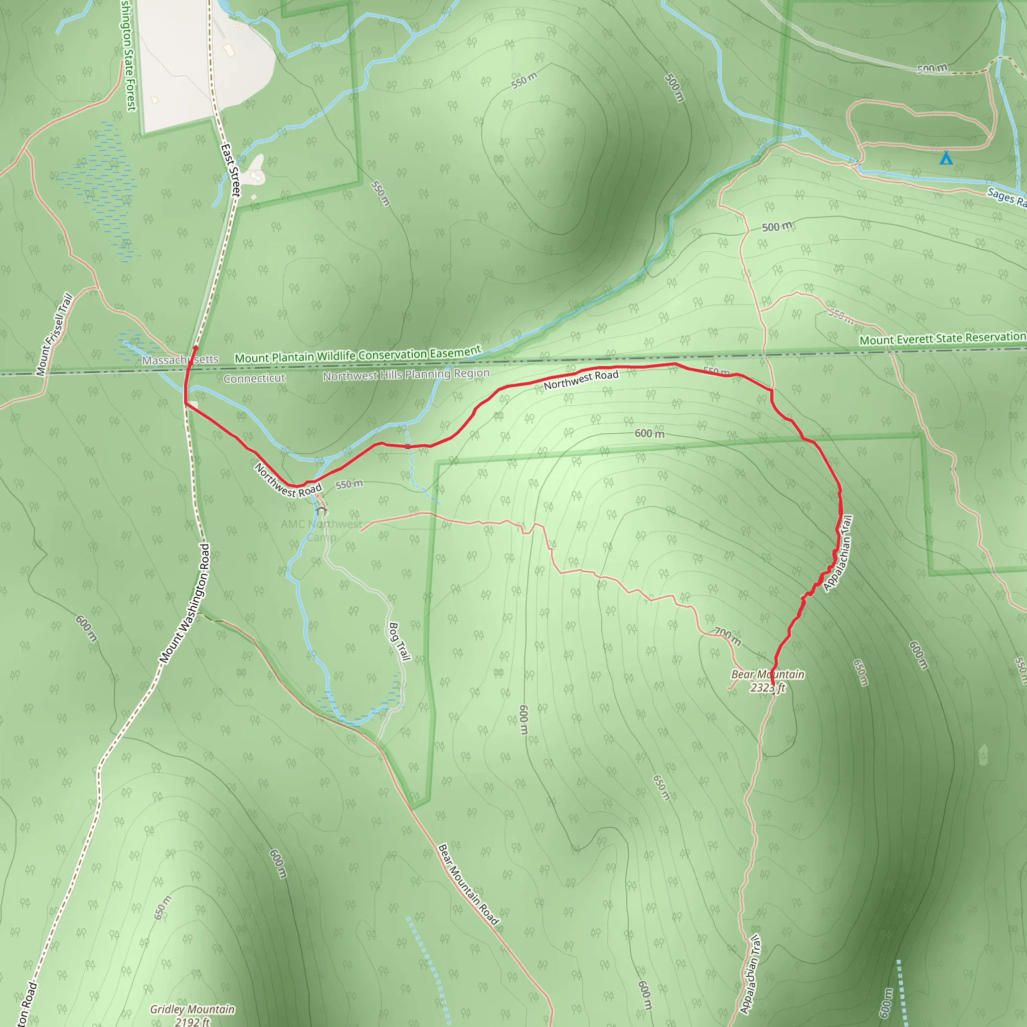 Bear Mountain via Northwest Road mobile static map