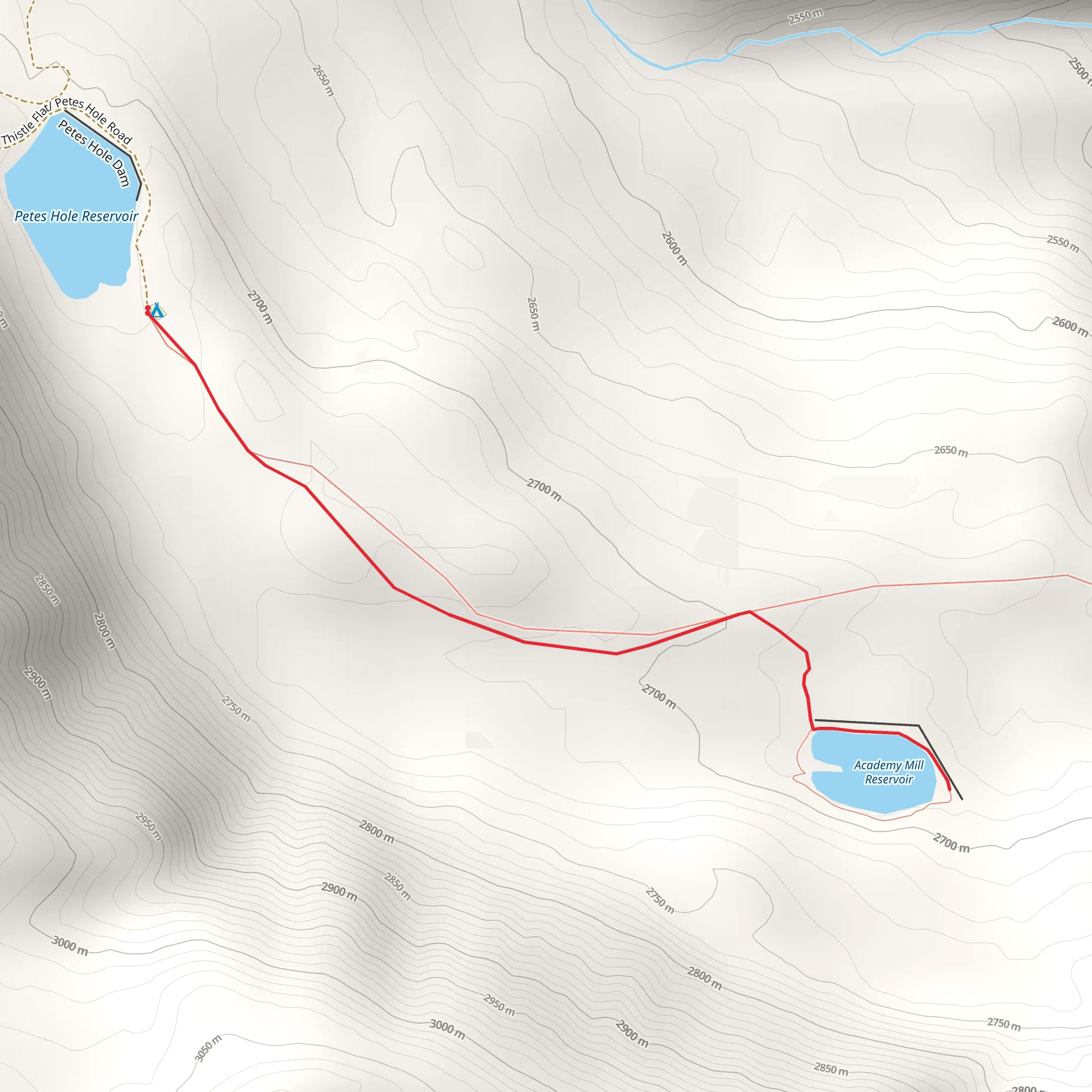 Academy Mill Reservoir Out and Back mobile static map
