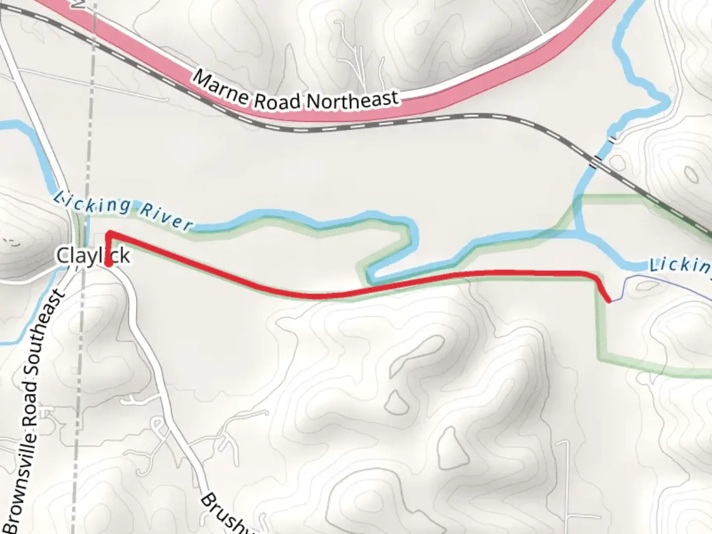 An image depicting the trail Licking River Walkalong and its surrounding area.