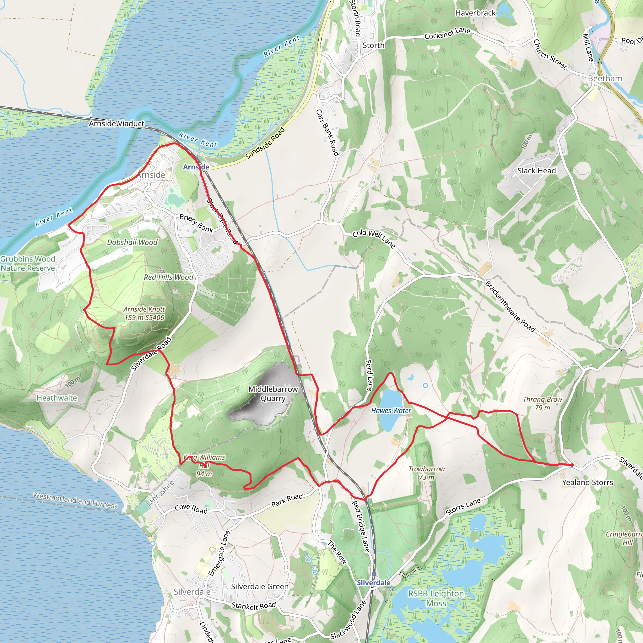 King Williams Hill and Hawes Water Loop mobile static map
