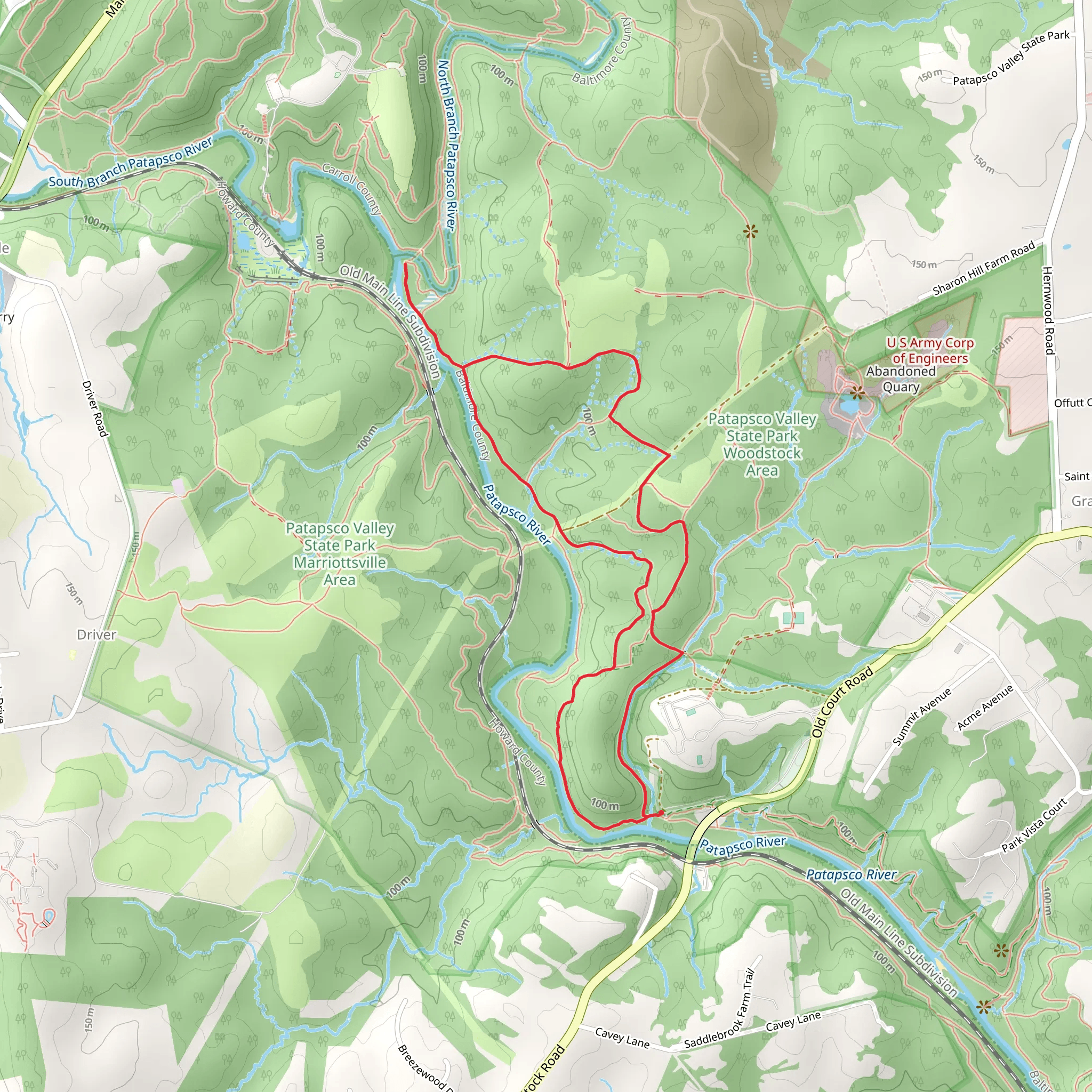 Thru, Horse Hockey Up and Down and Quarry Loop Trail mobile static map