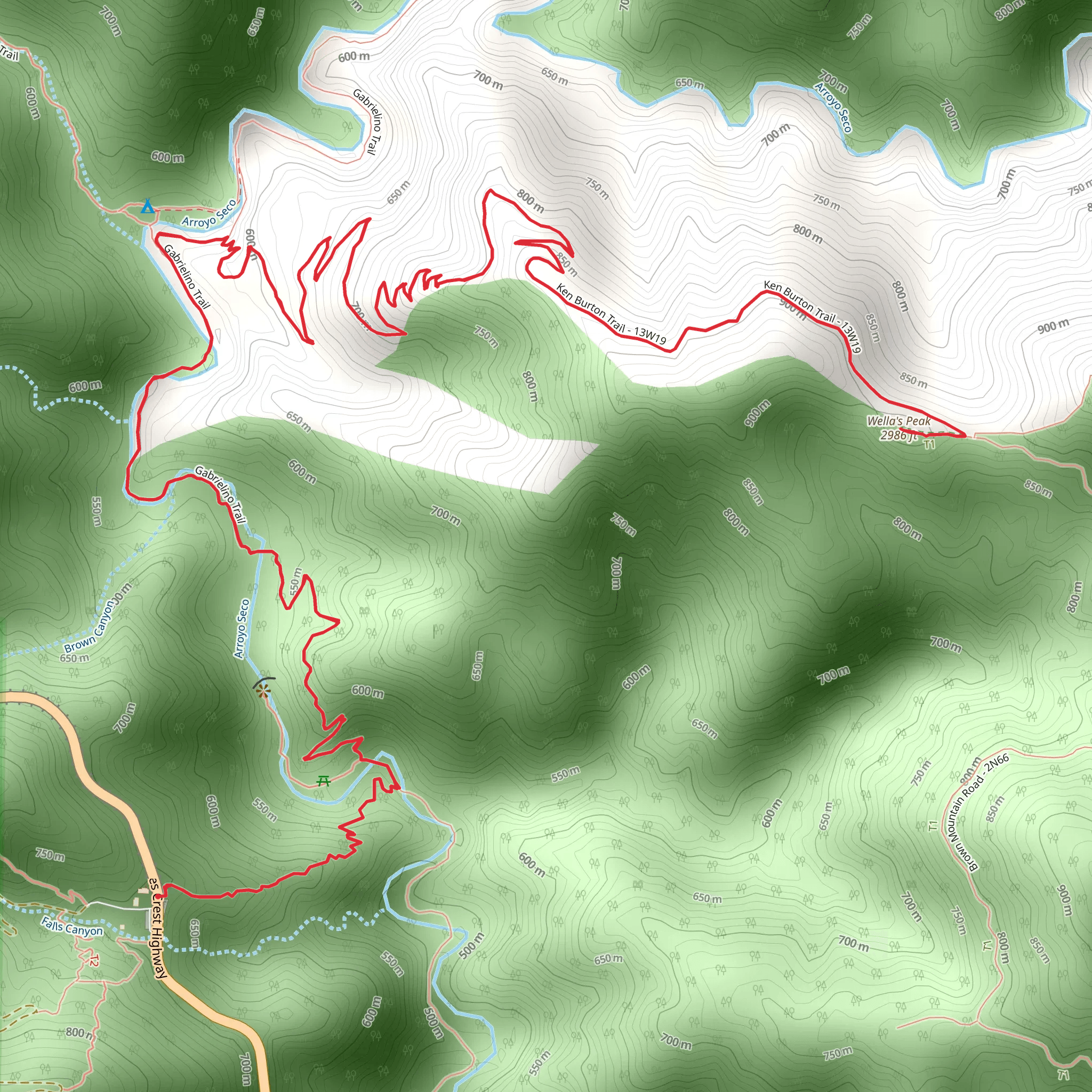 Wella's Peak via Station Ridge Trail mobile static map