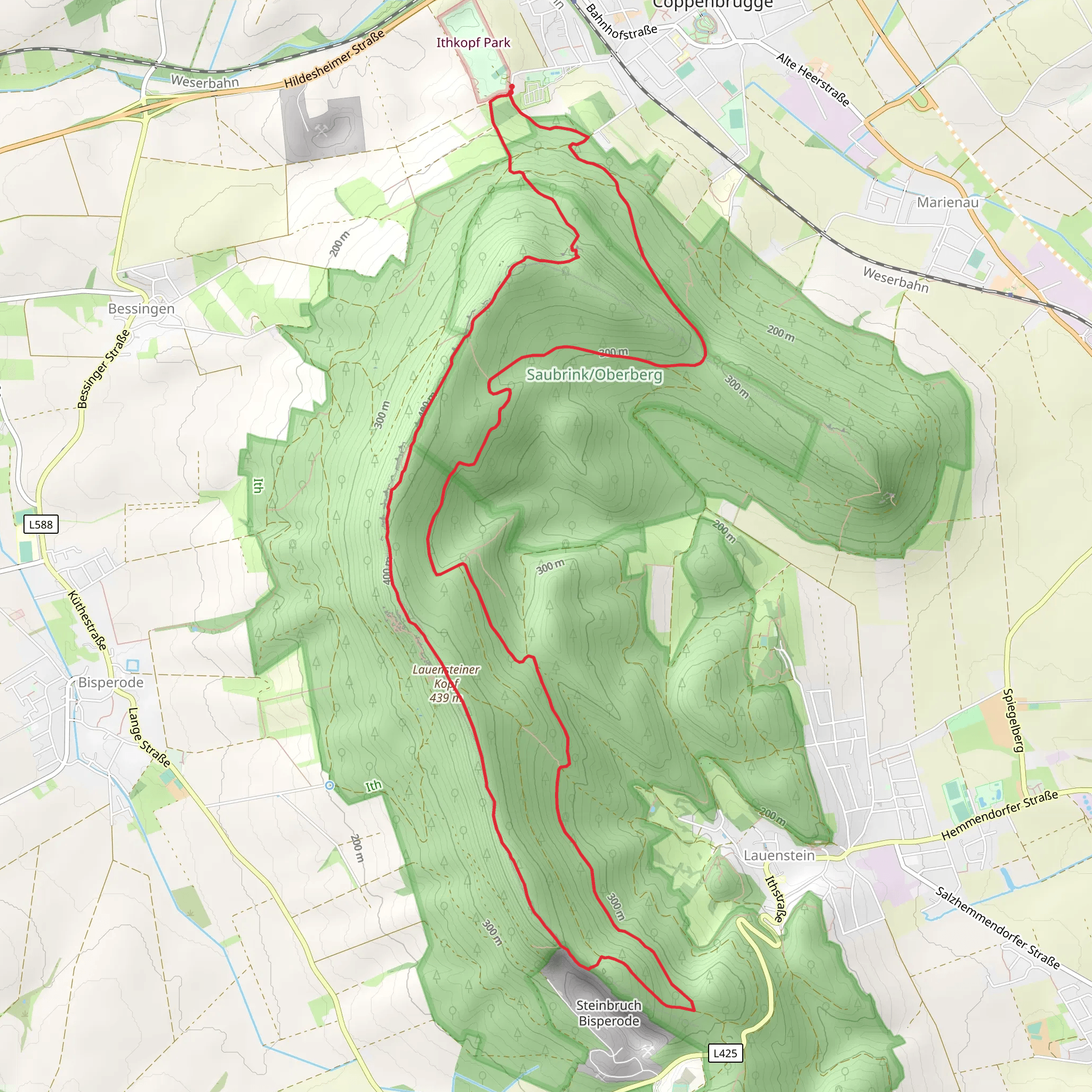 Fahnenstein, Lauensteiner Kopf and Naturwald Saubrink Loop via Roswitha Weg mobile static map