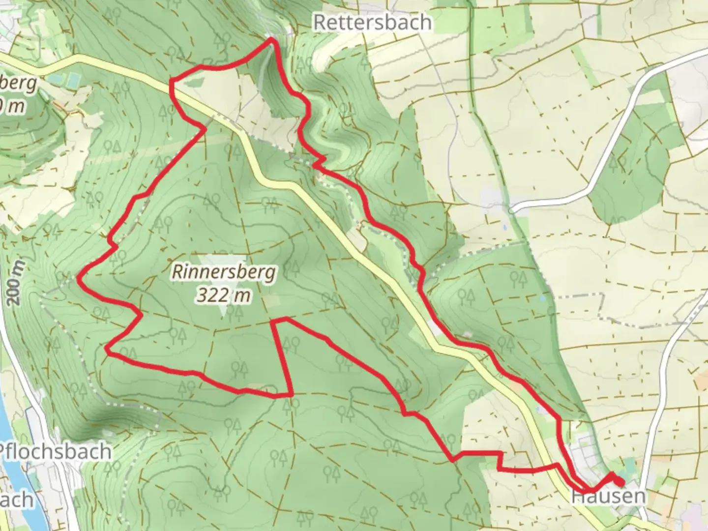 An image depicting the trail Rennersberg, Wallfahrtsort Mariabuchen and Mittelmühle Loop - Hausen and its surrounding area.