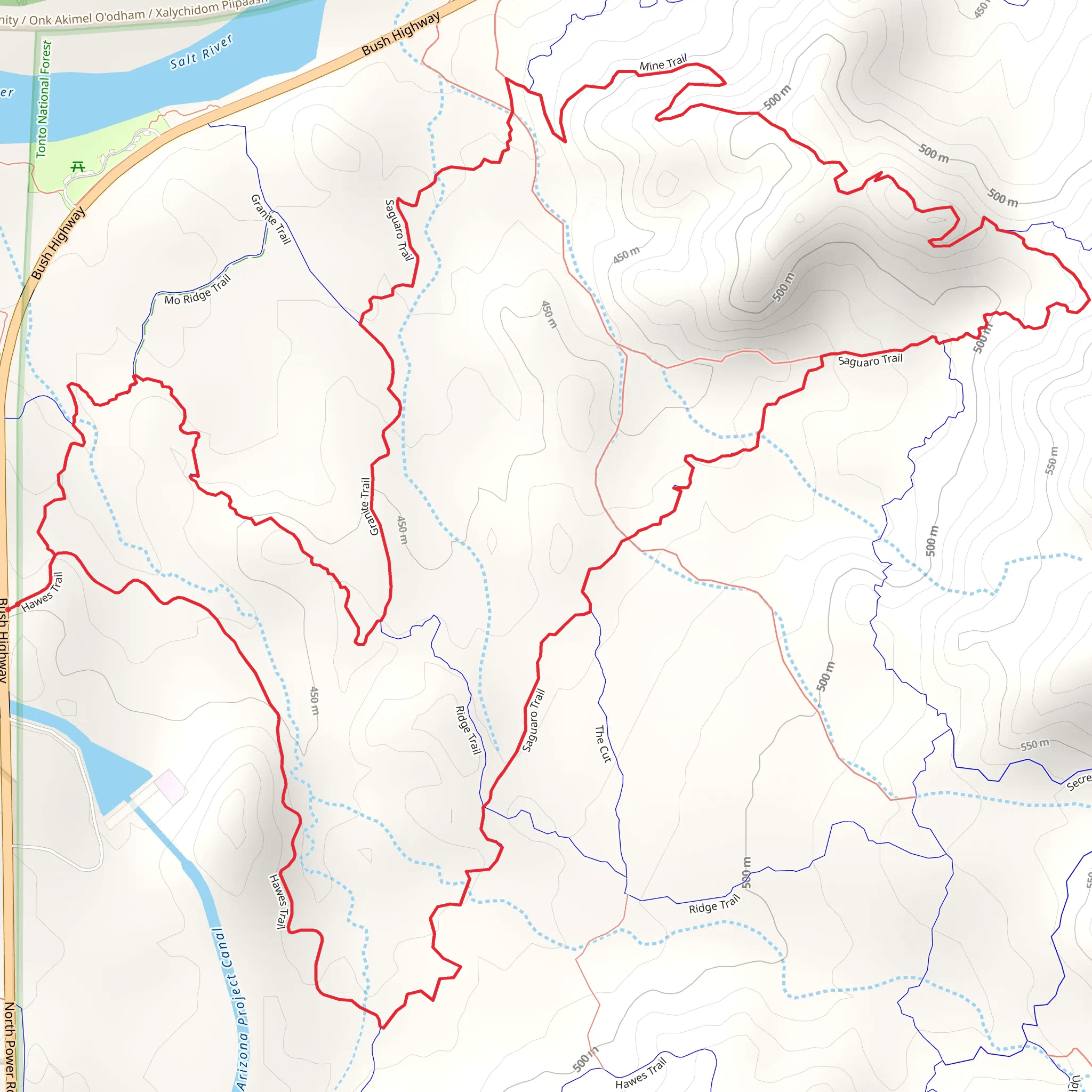 Saguaro Trail, Mine and Ridge Trail Loop mobile static map