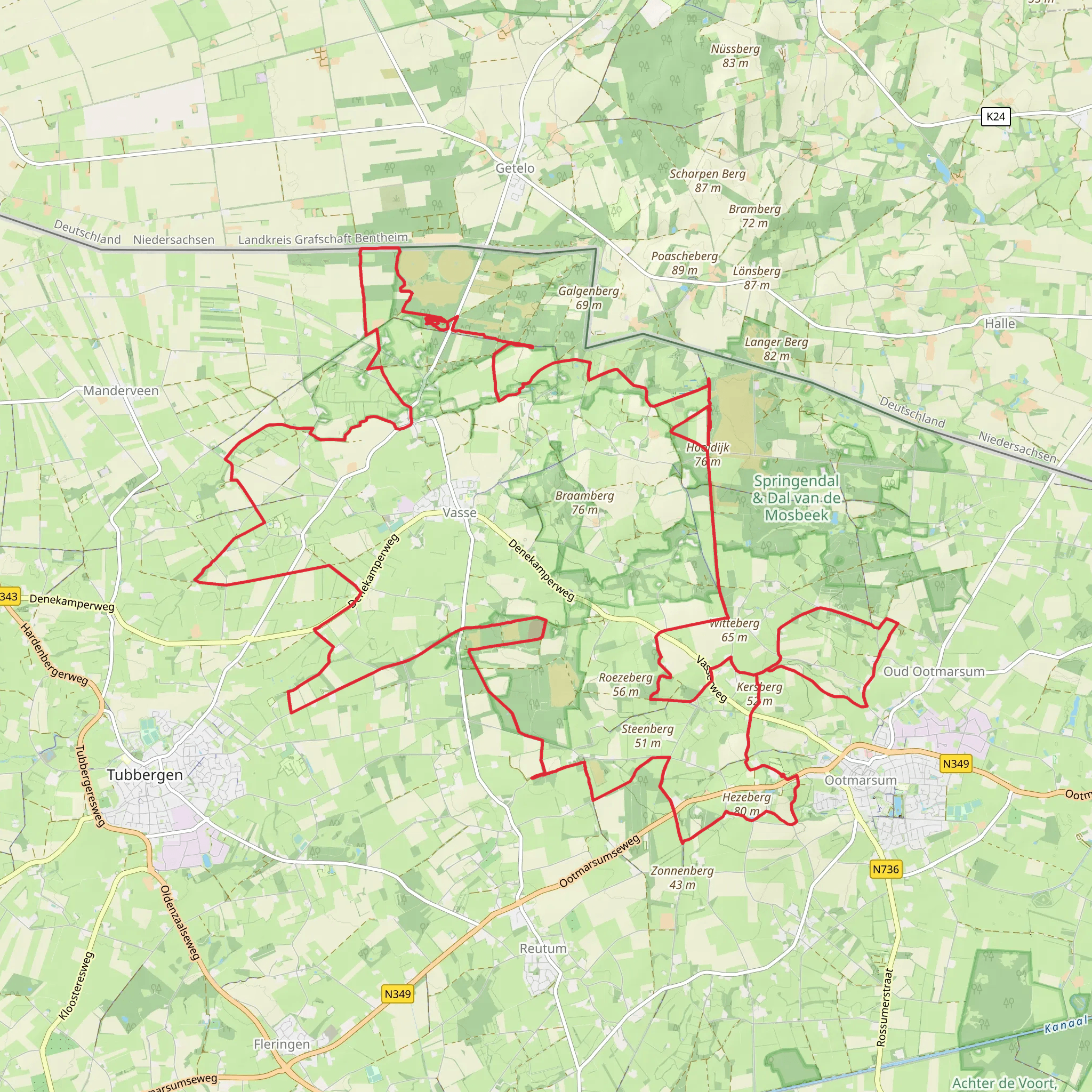 Mandergeide, De Mandercirkels, Vasserheide and Haarlerveld Loop mobile static map