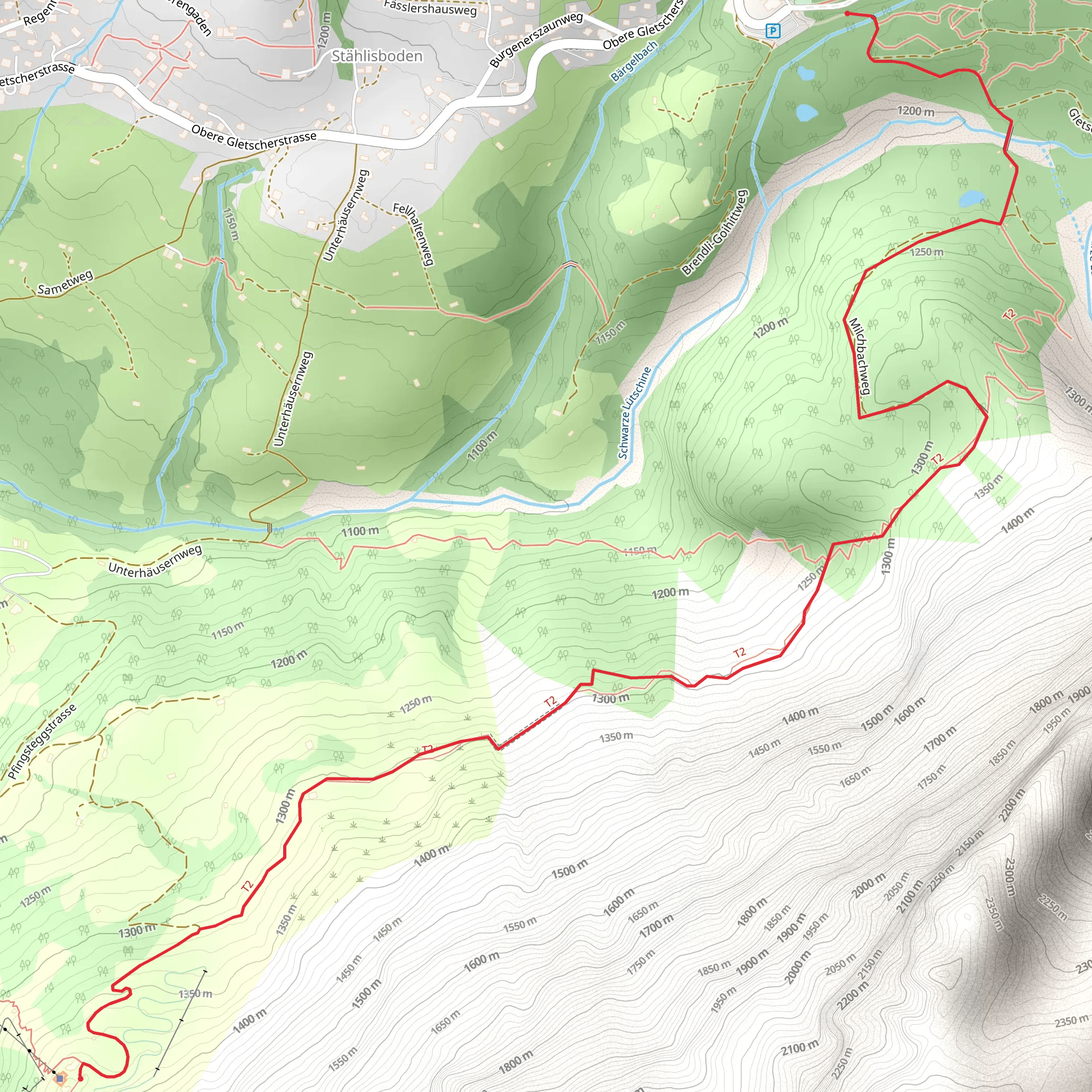Pfingstegg - Milchbach - Hotel Wetterhorn No 23 mobile static map