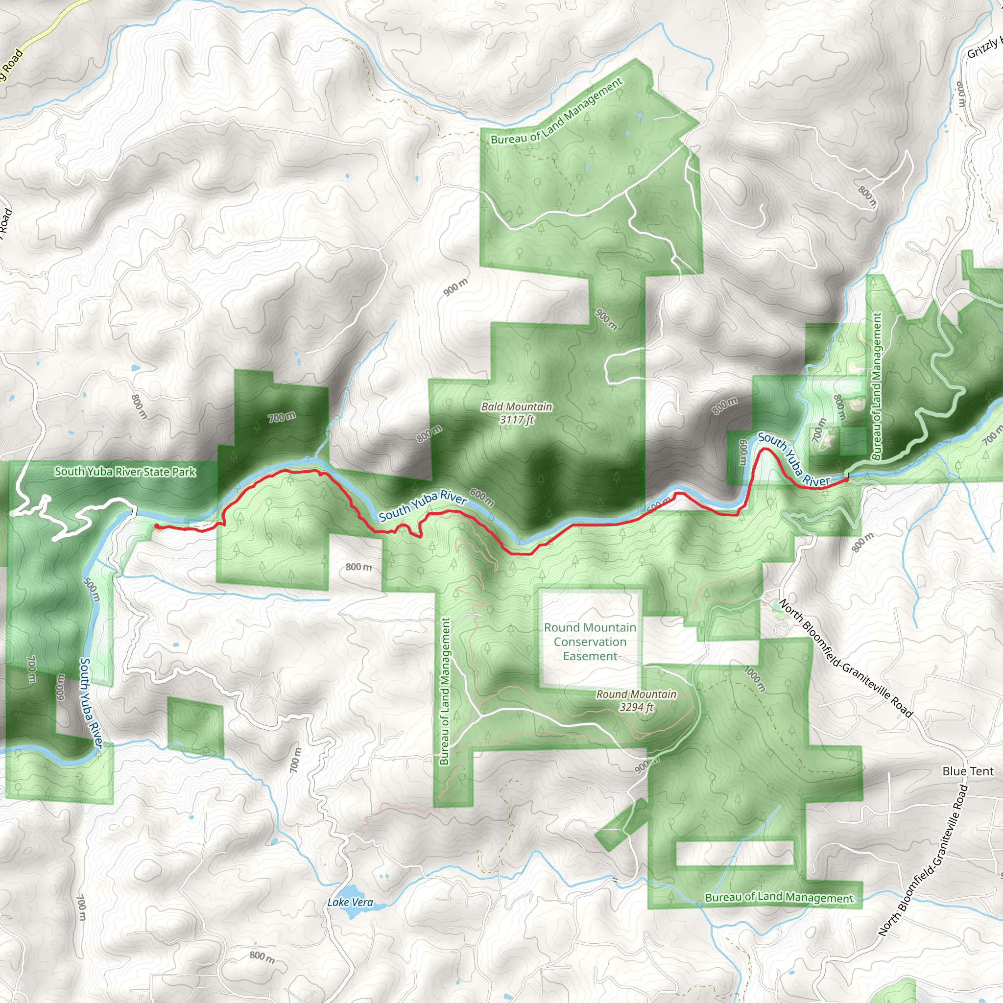 South Yuba Trail from North Bloomfield-Graniteville Road mobile static map