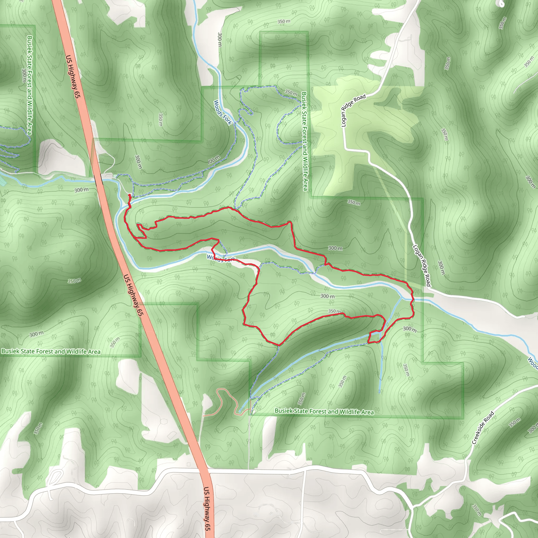 Busiek Yellow Loop Trail mobile static map