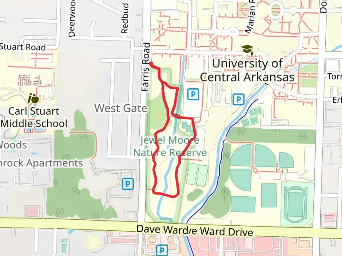 An image depicting the trail Student Lane Loop and its surrounding area.