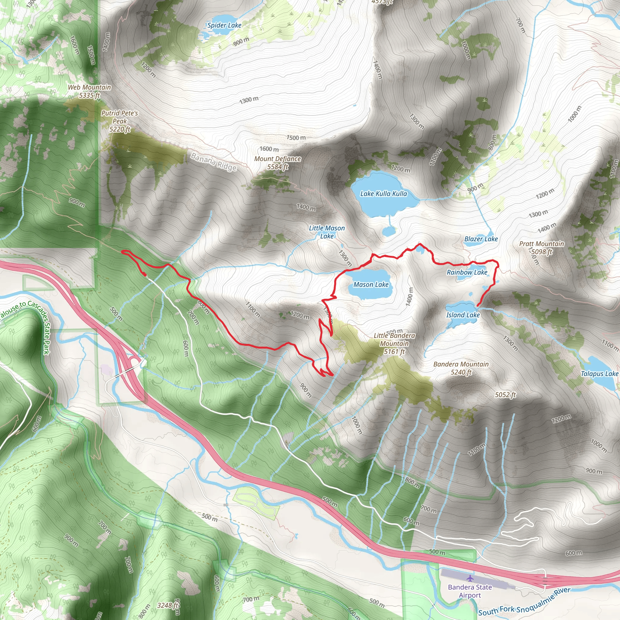 Island Lake and Mason Lake via Ira Spring Trail mobile static map
