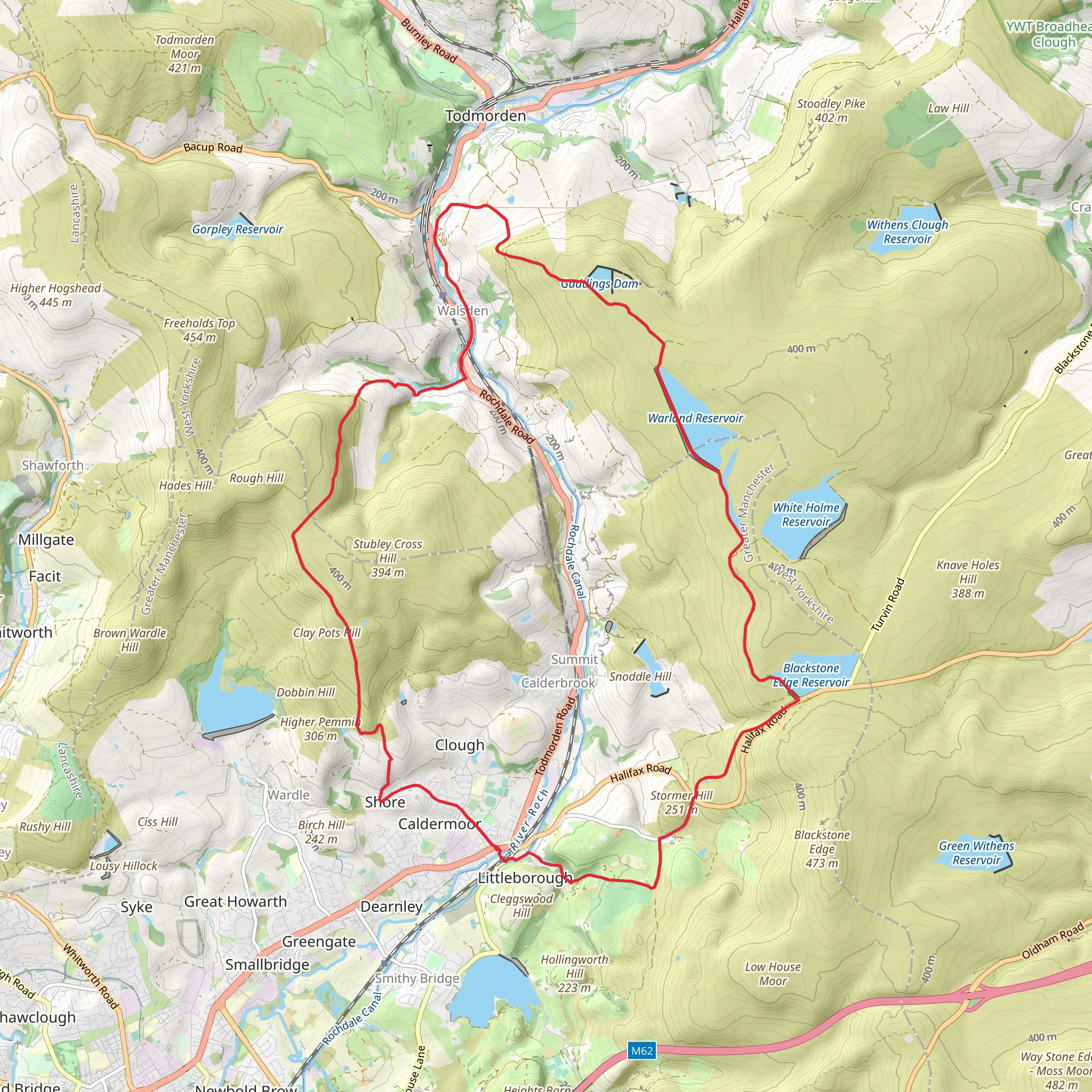 Littleborough to Walsden Loop mobile static map