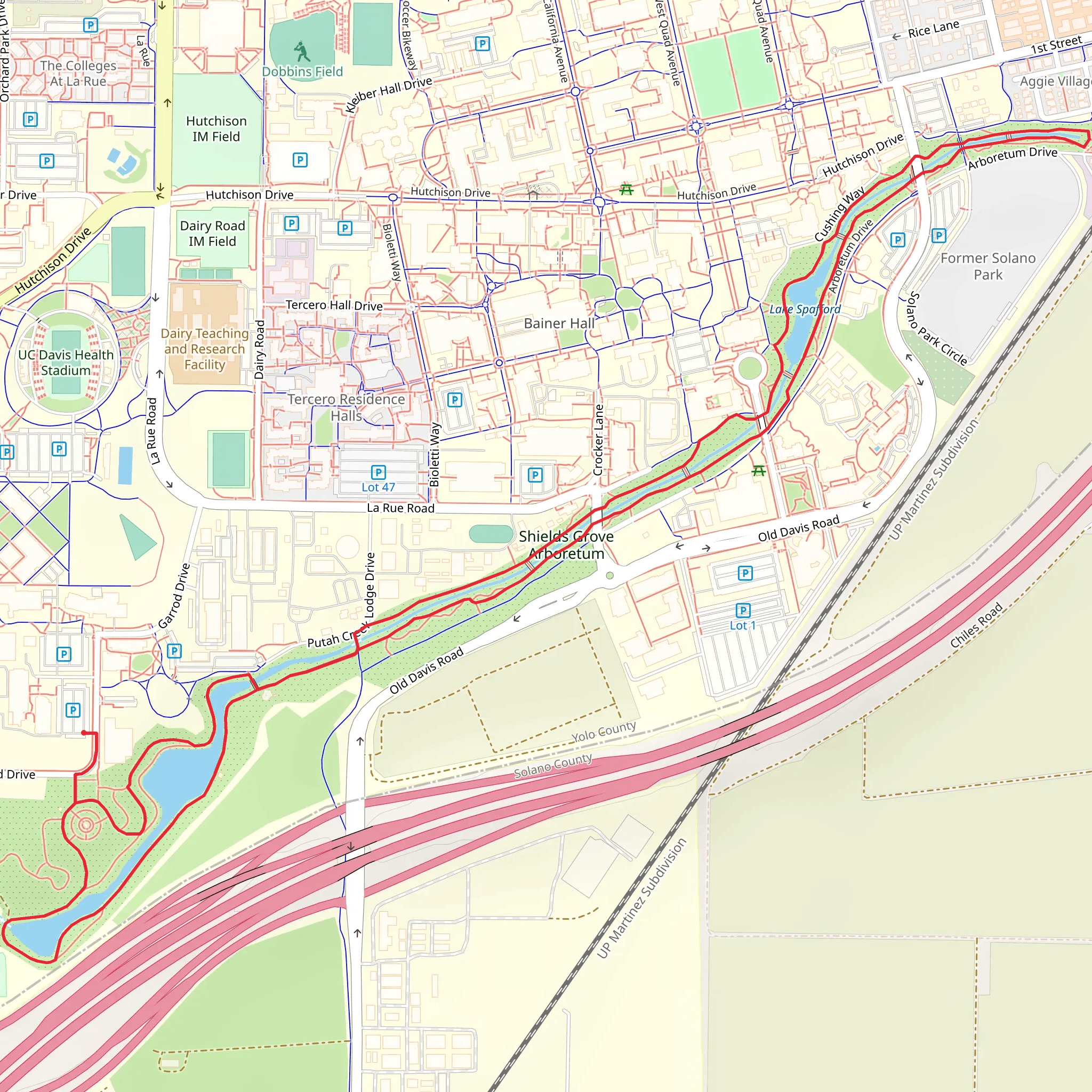 Shields Grove Arboretum Loop mobile static map