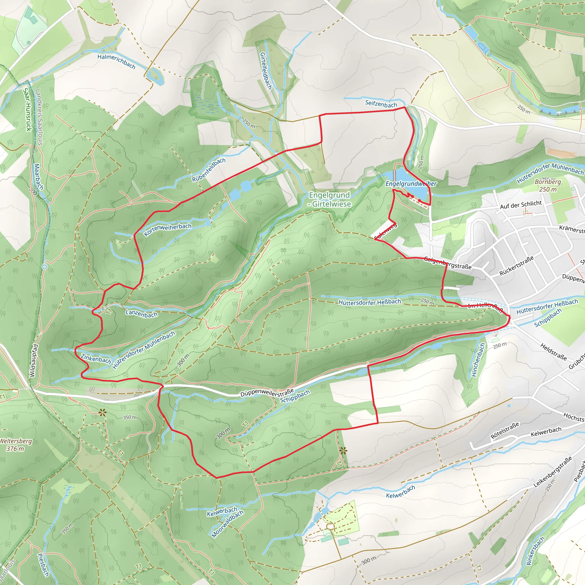 Engelgrundweiher via Hüttersdorfer Rundweg mobile static map