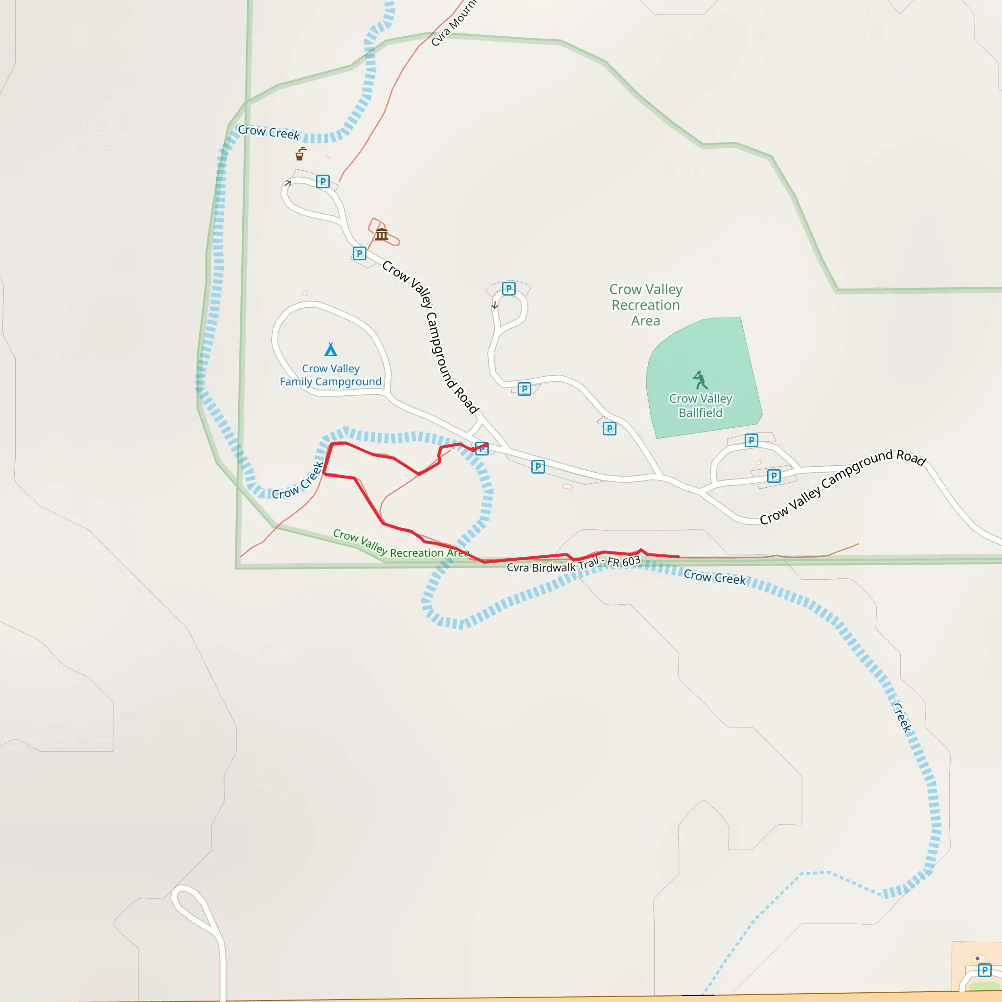 Crow Valley Recreation Area Birdwalk Trail mobile static map
