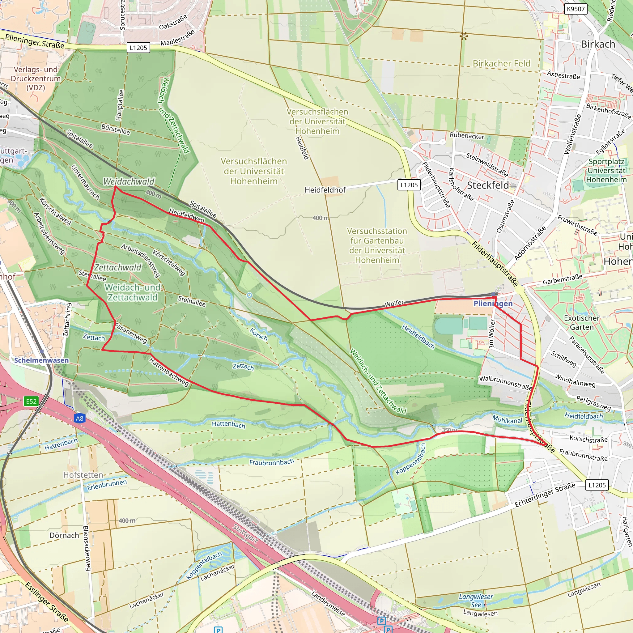 Weidach- und Zettachwald Loop mobile static map