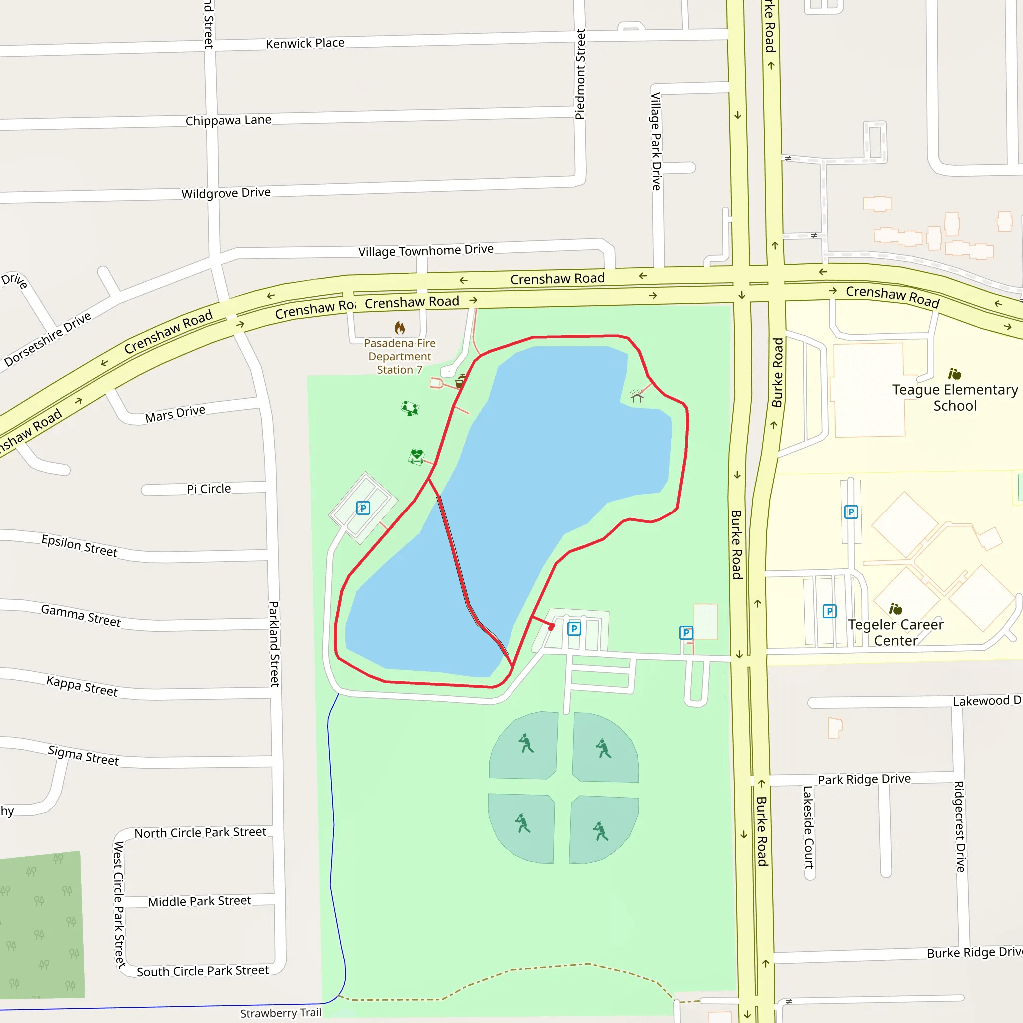 Burke Crenshaw Park Loop mobile static map