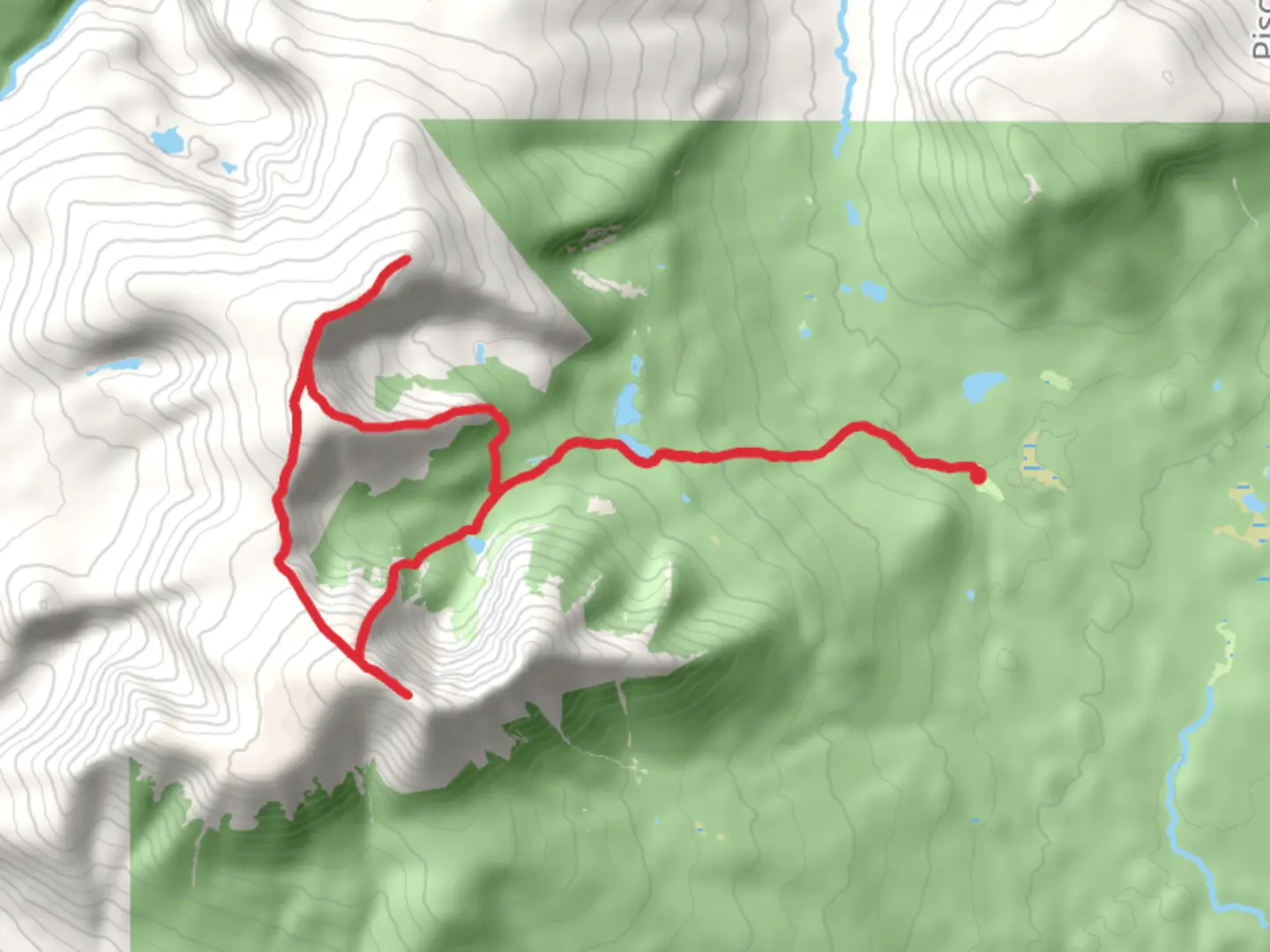 An image depicting the trail Mount Katahdin and Hamlin Peak via Chimney Pond Trail and its surrounding area.