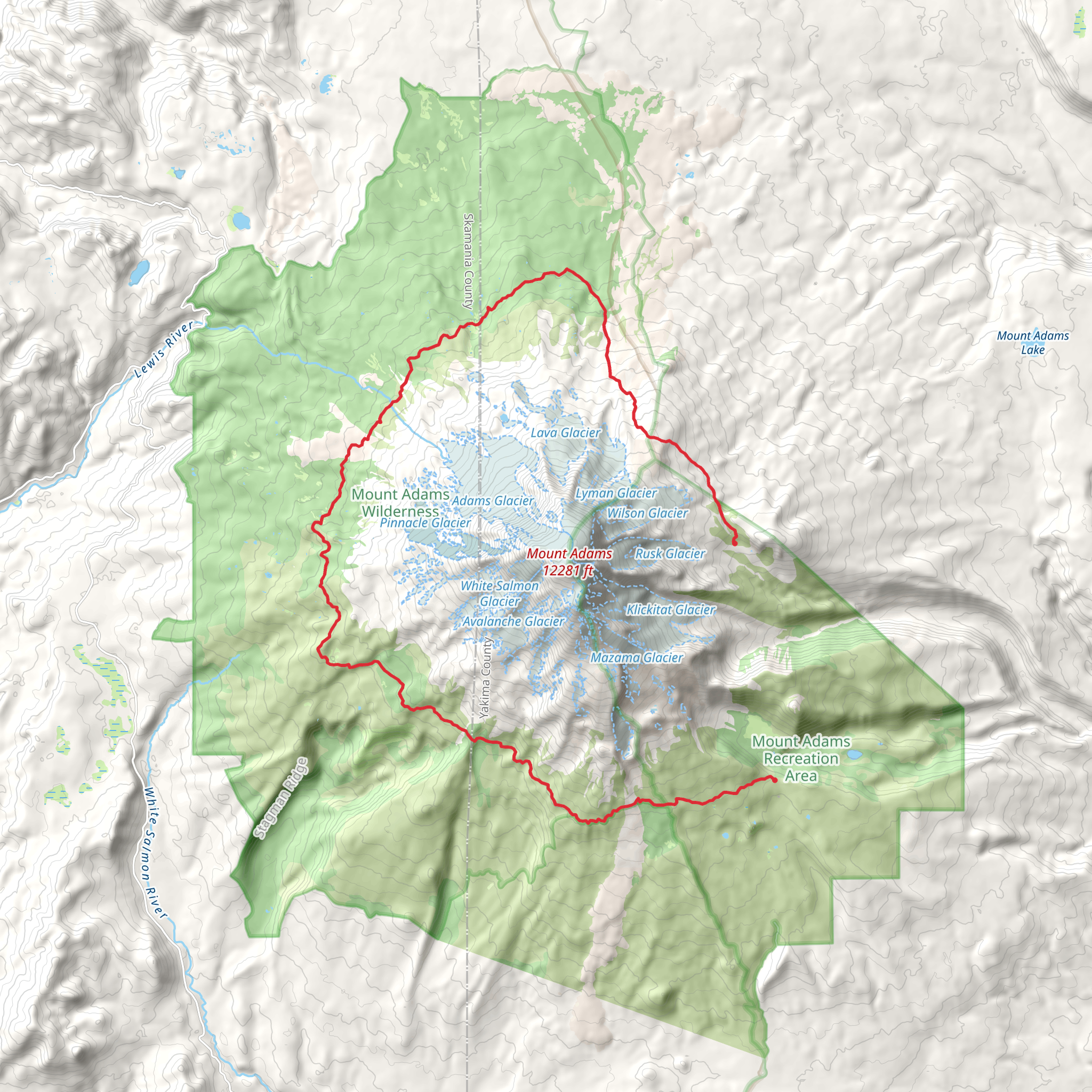 Mount Adams Highline Trail mobile static map