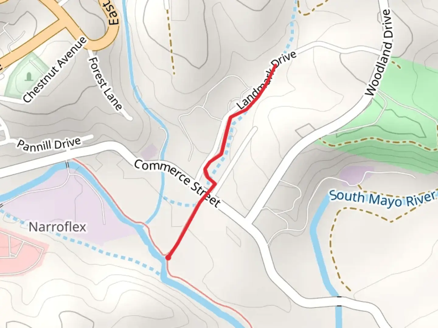 An image depicting the trail Mayo River Rail Trail and its surrounding area.