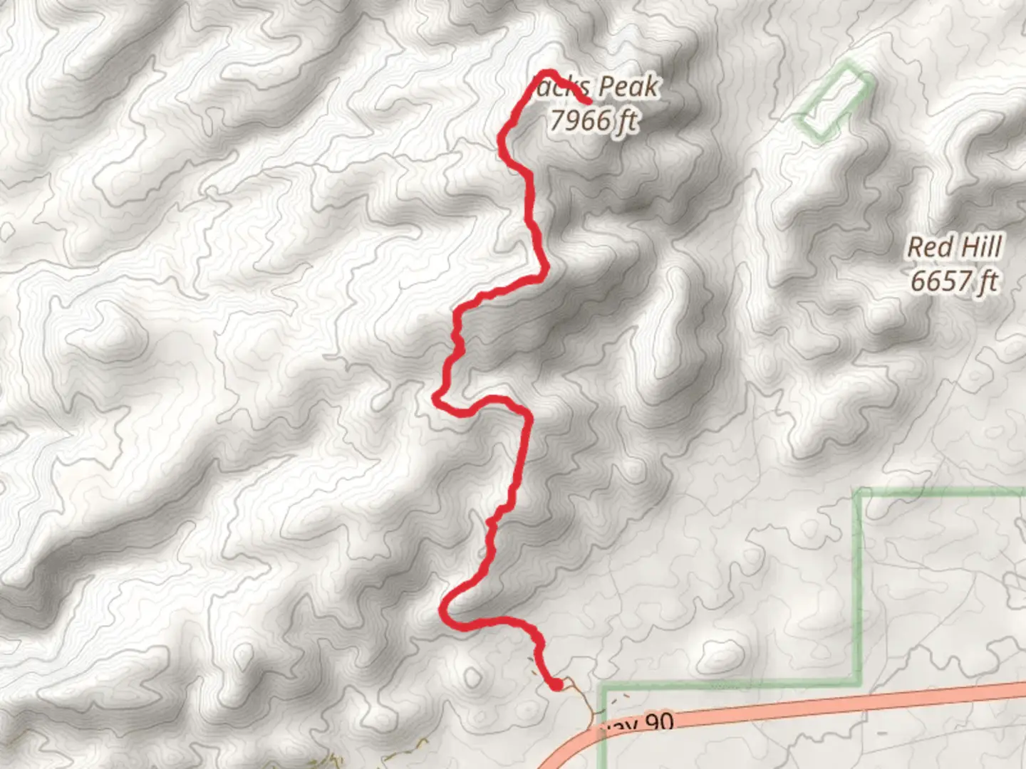 An image depicting the trail Jacks Peak via Continental Divide Trail and its surrounding area.