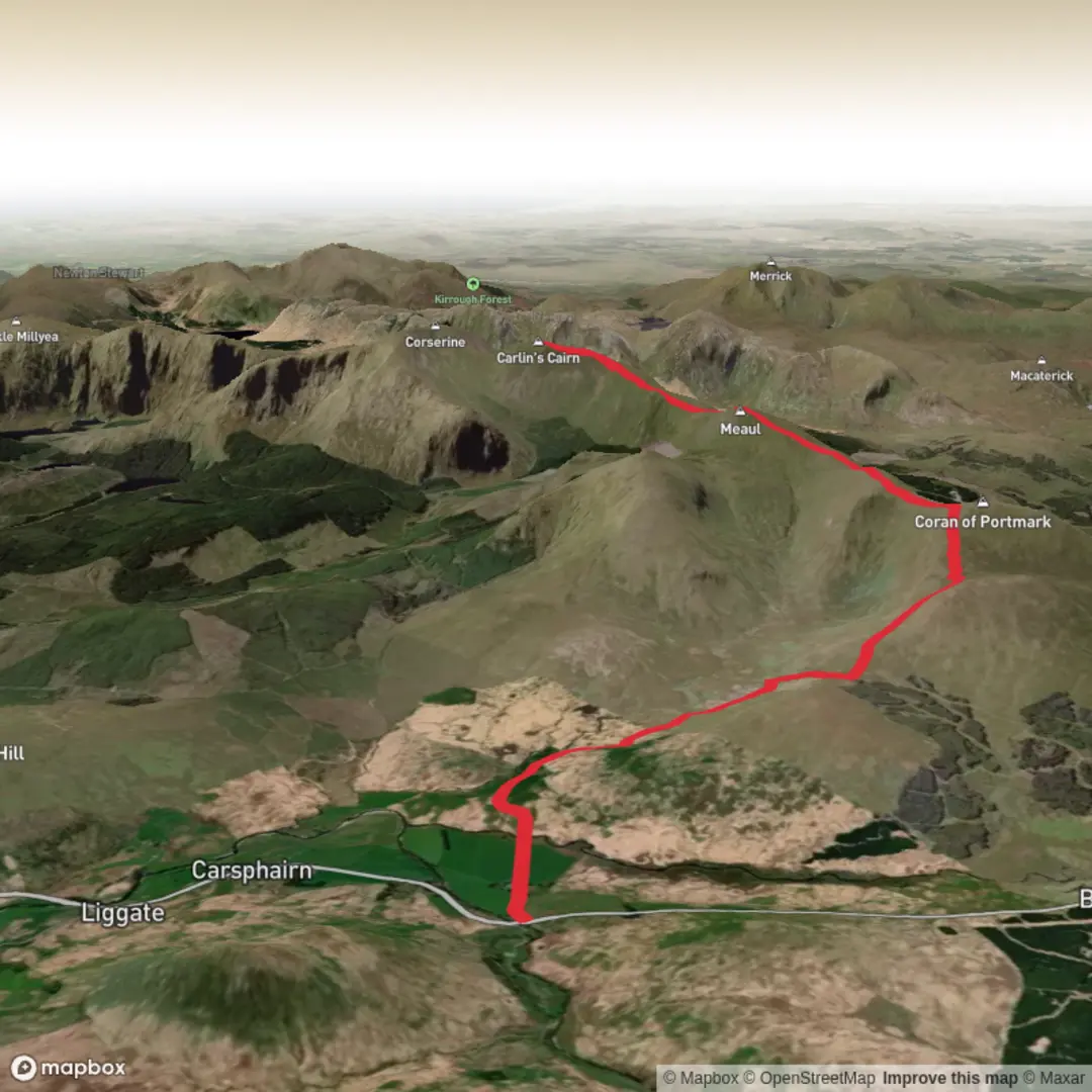 An image depicting the trail Greenwell to Carlins Cairn and its surrounding area.