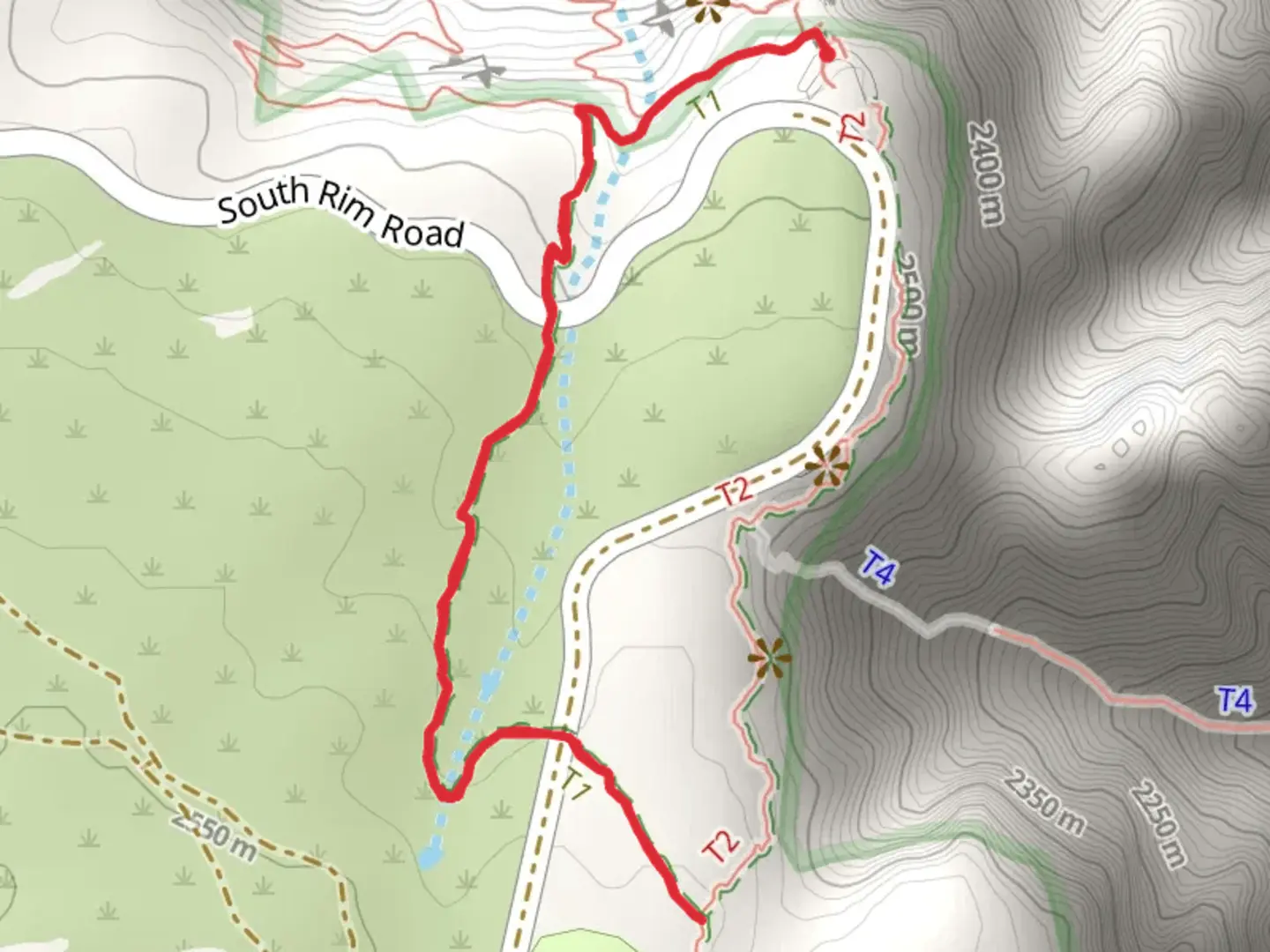 An image depicting the trail Oak Flat and Uplands Trail and its surrounding area.